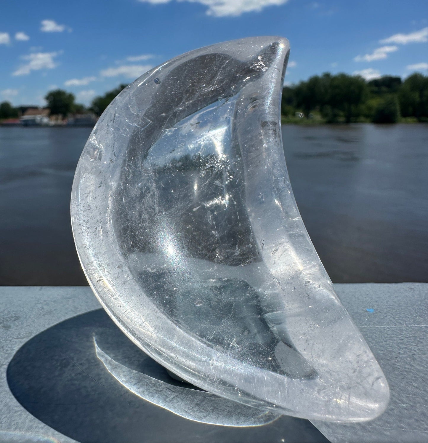 Dreamy Quality Clear Quartz Moon Bowl