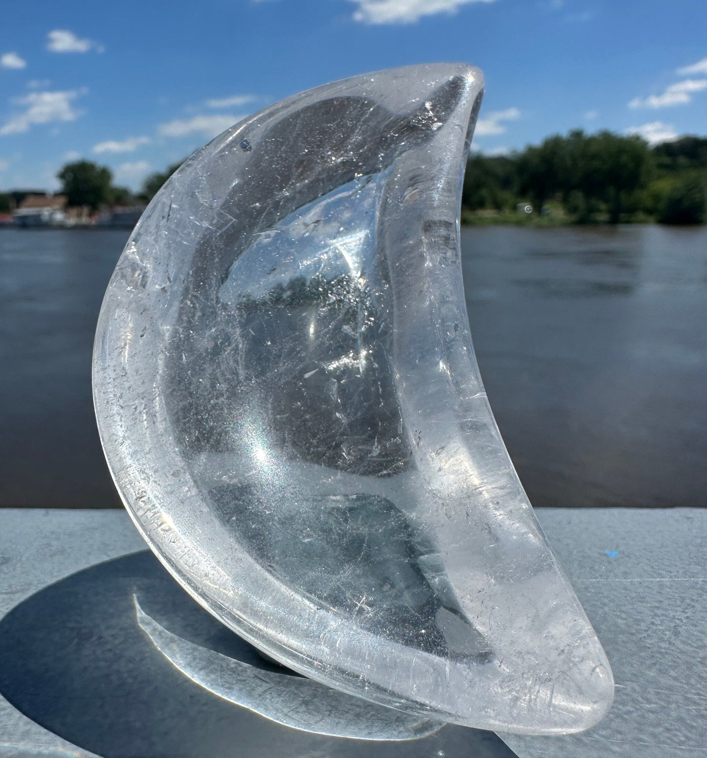 Dreamy Quality Clear Quartz Moon Bowl