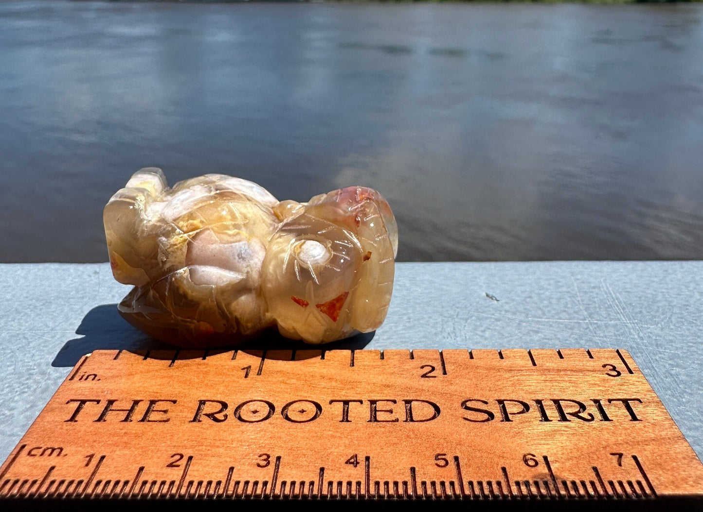 Cute Flower Agate Owl Carving