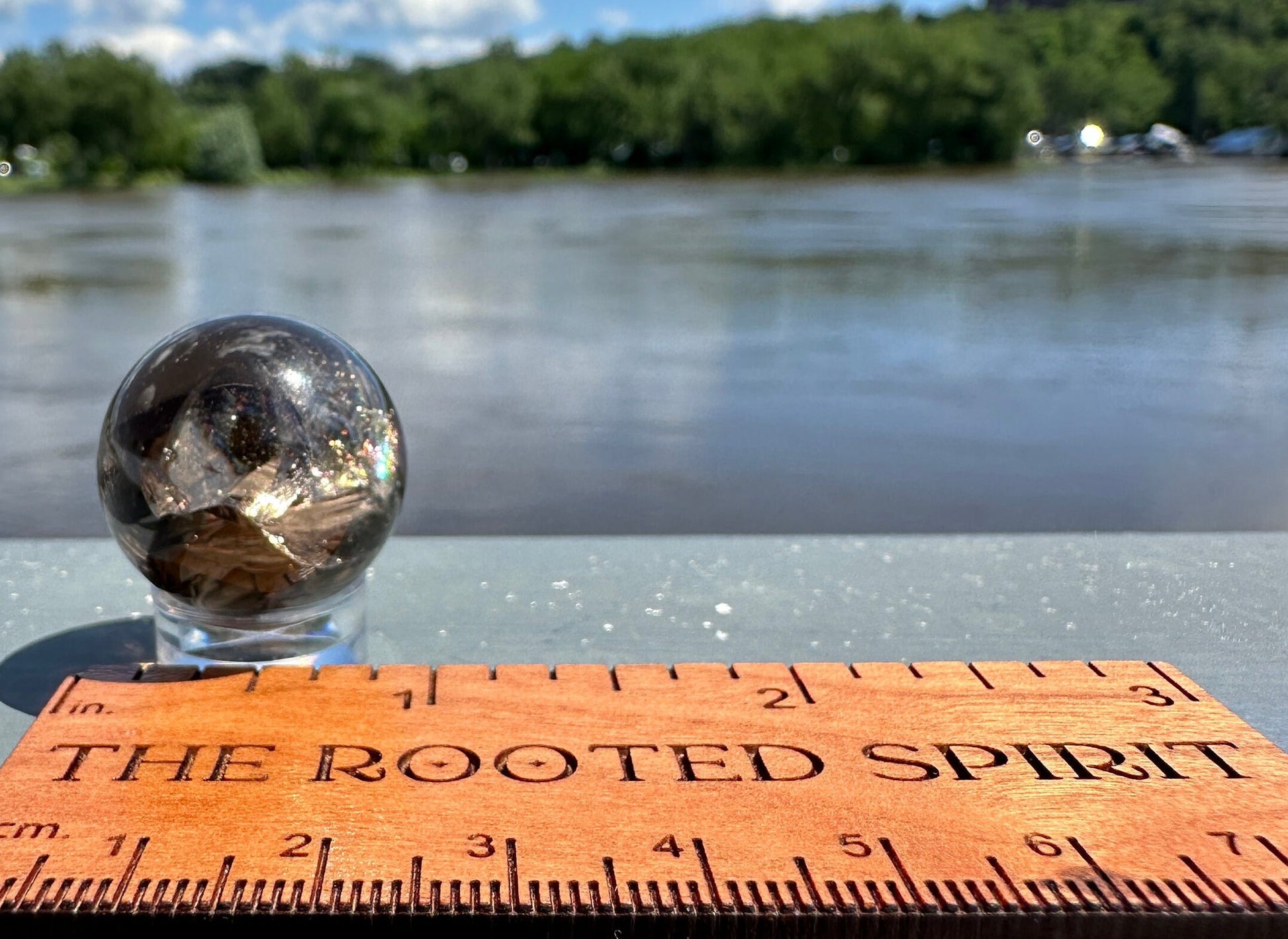 One (1) 23mm Smoky Quartz Rainbow Mini Sphere