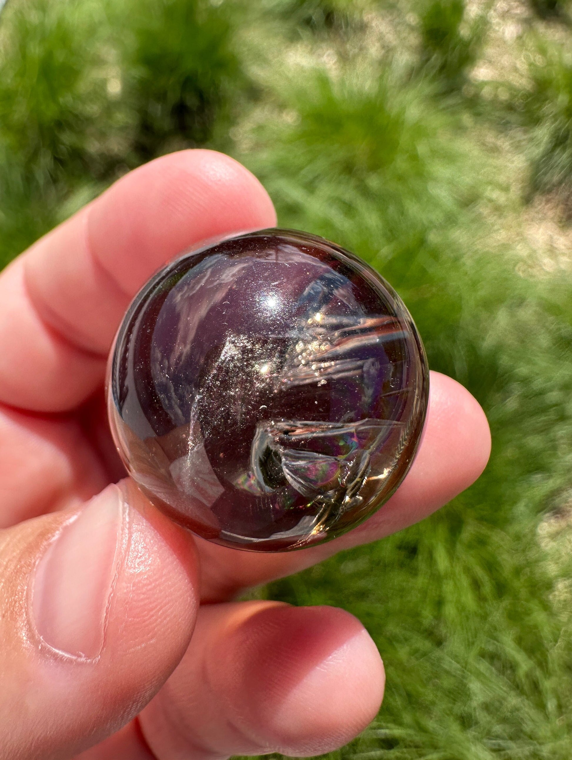 One (1) 23mm Smoky Quartz Rainbow Mini Sphere