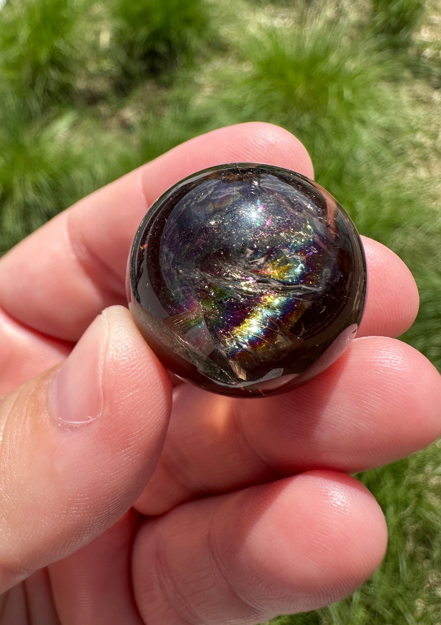 One (1) 23mm Smoky Quartz Rainbow Mini Sphere