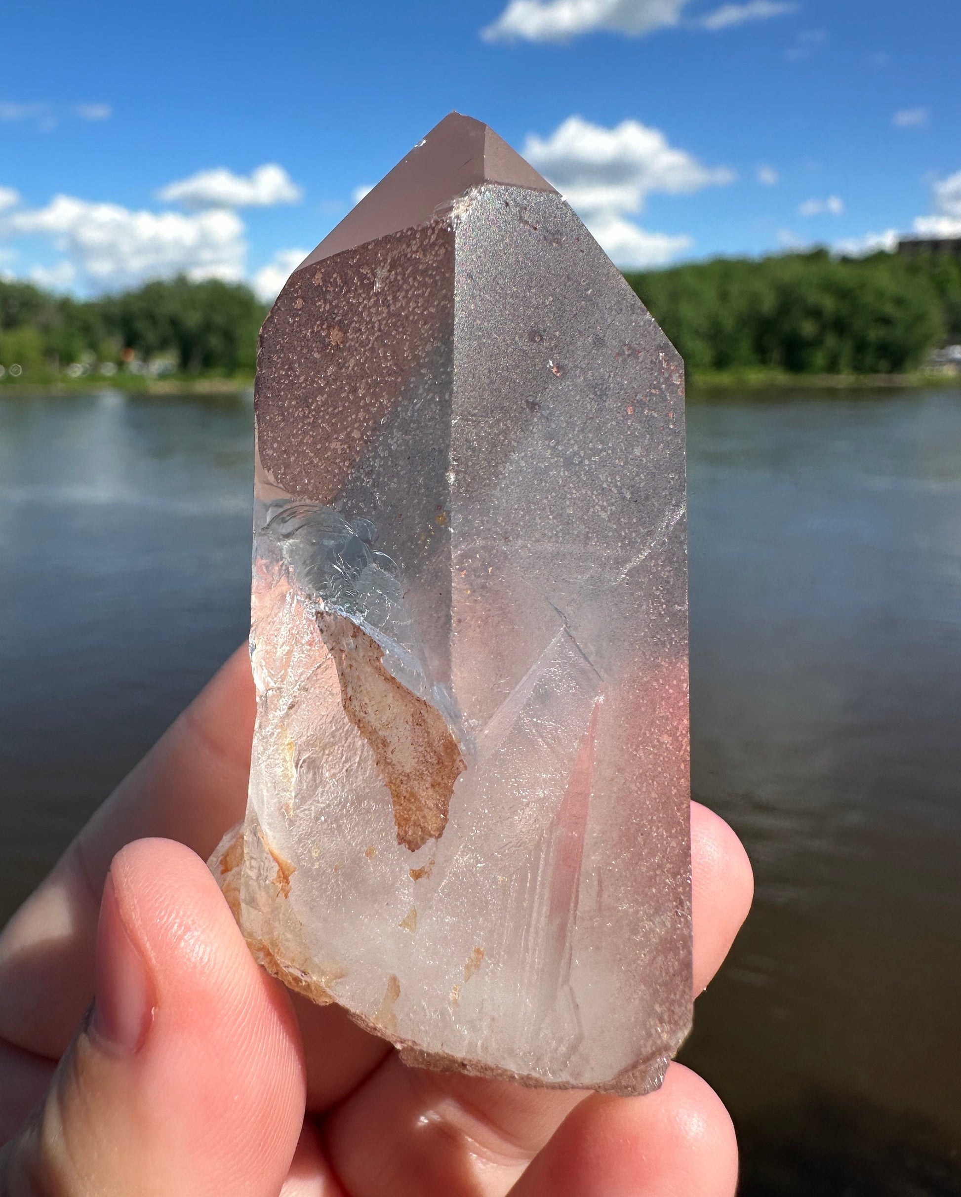 Stunning Rare Raw Strawberry Lemurian Point