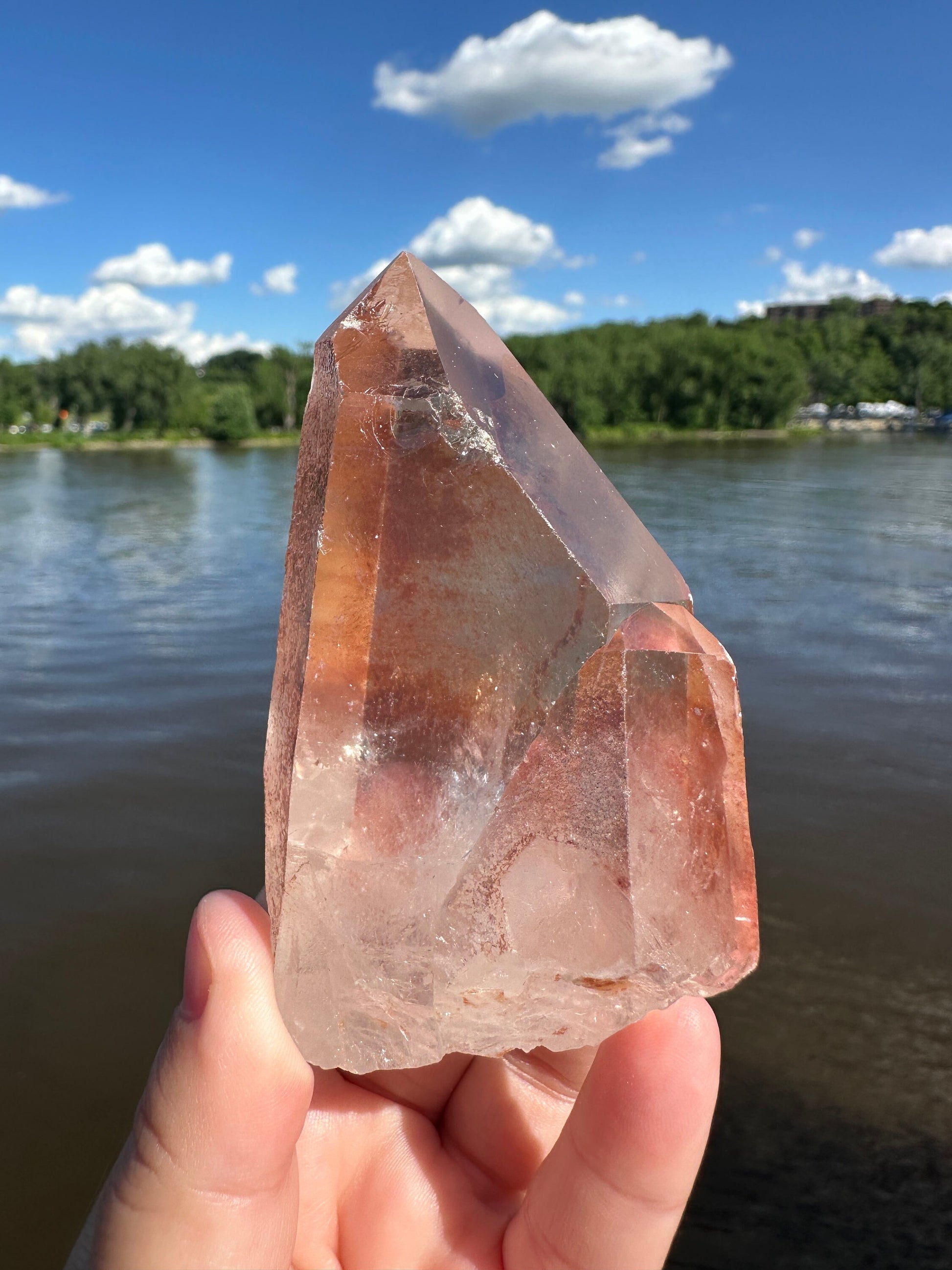 Stunning Rare Raw Twin Strawberry Lemurian Point