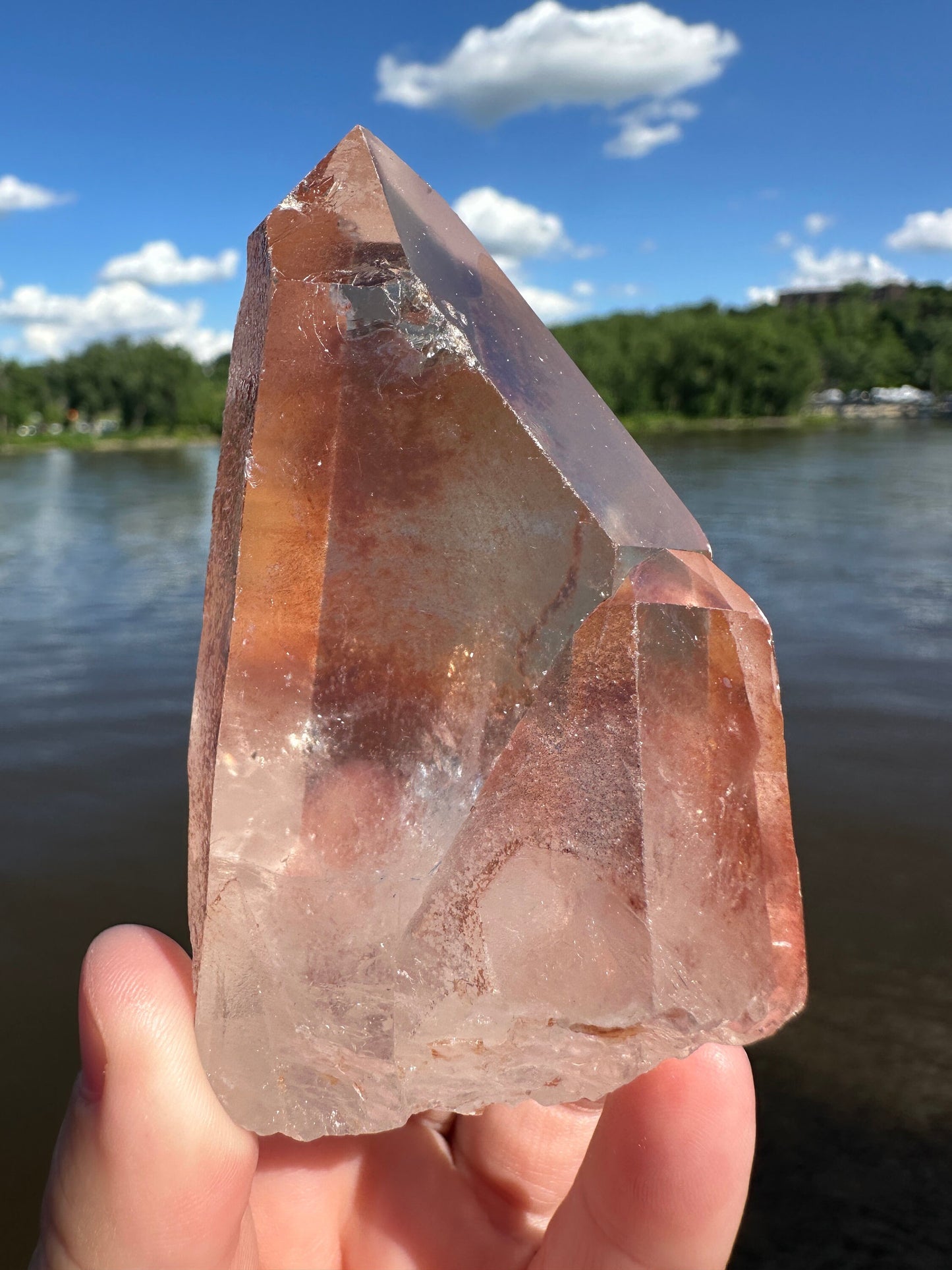 Stunning Rare Raw Twin Strawberry Lemurian Point