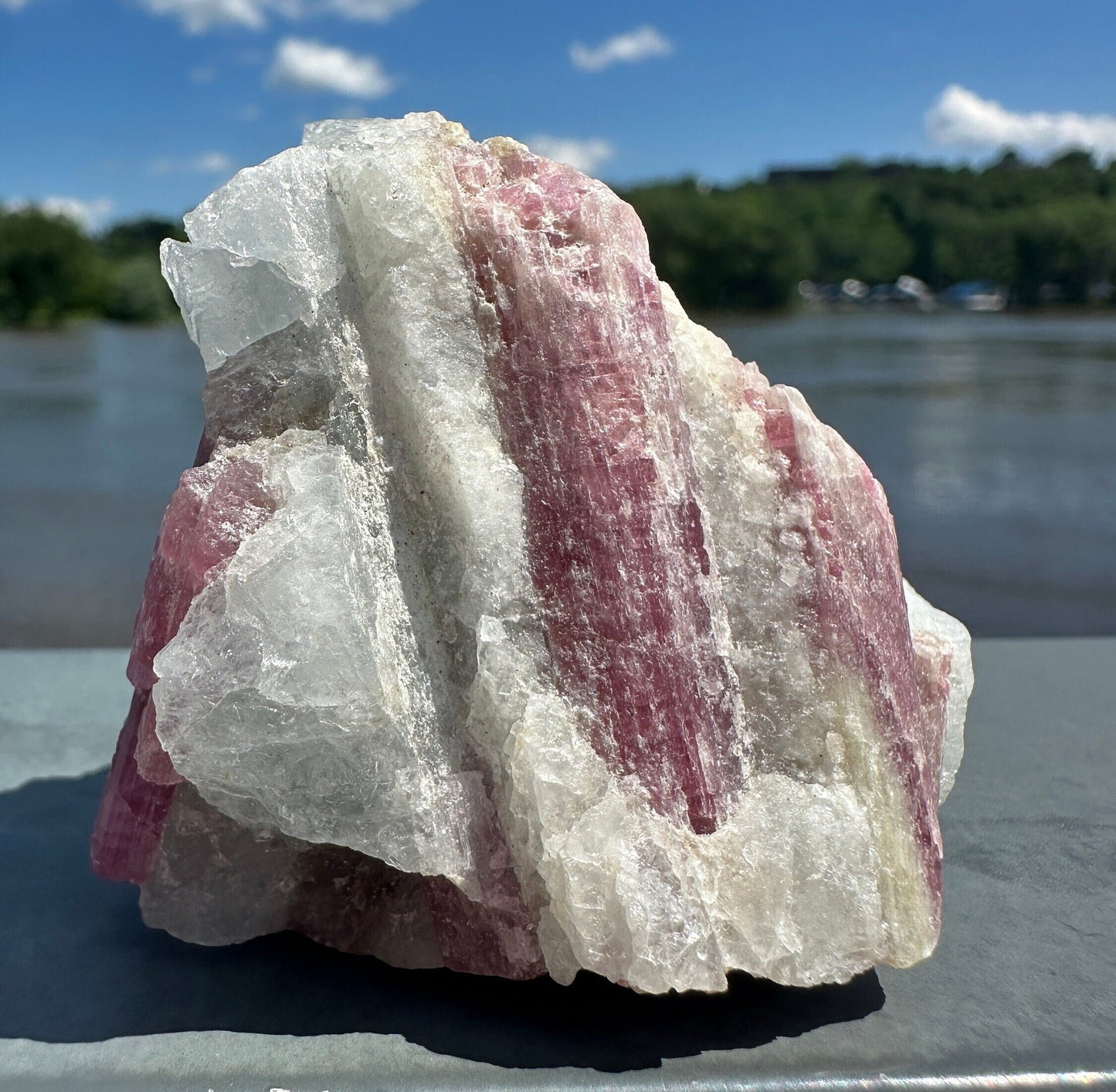 High Grade Pink Tourmaline in Aquamarine Specimen From Brazil