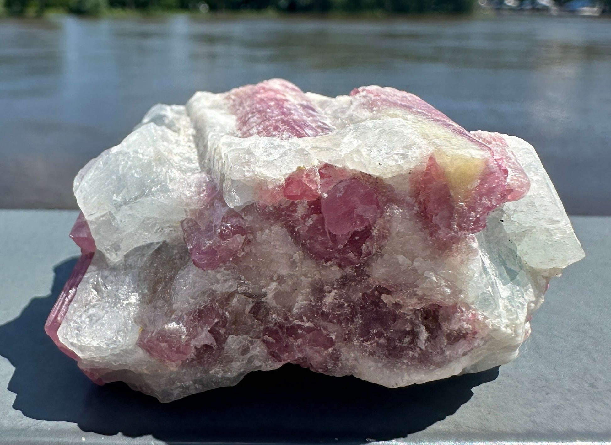 High Grade Pink Tourmaline in Aquamarine Specimen From Brazil