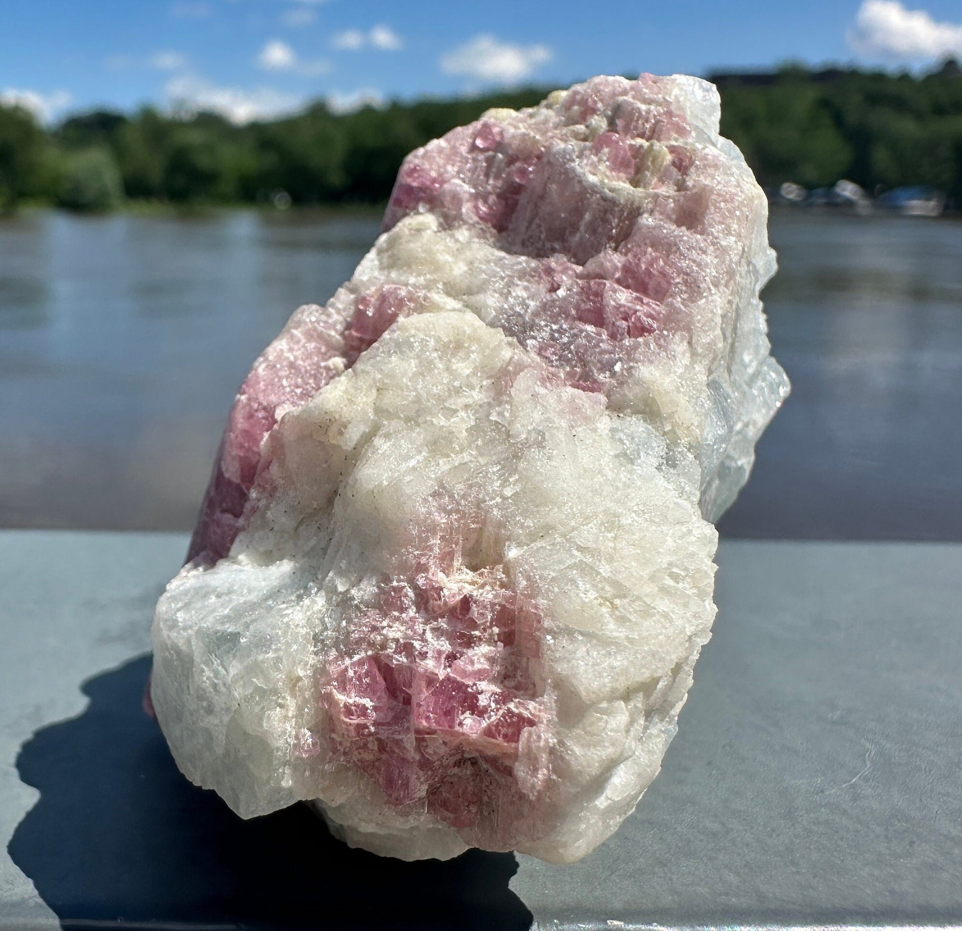 High Grade Pink Tourmaline in Aquamarine Specimen From Brazil