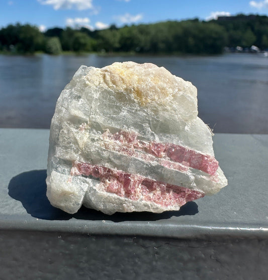 High Grade Pink Tourmaline in Aquamarine Specimen From Brazil