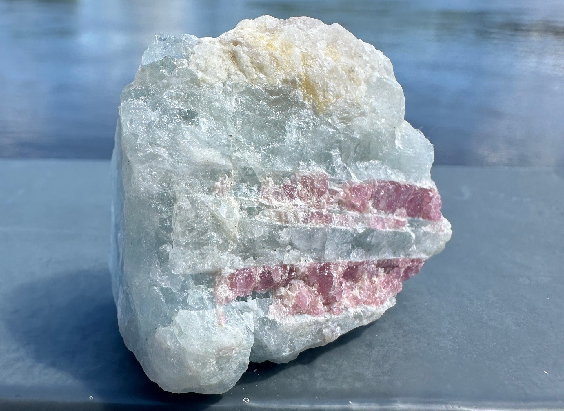 High Grade Pink Tourmaline in Aquamarine Specimen From Brazil