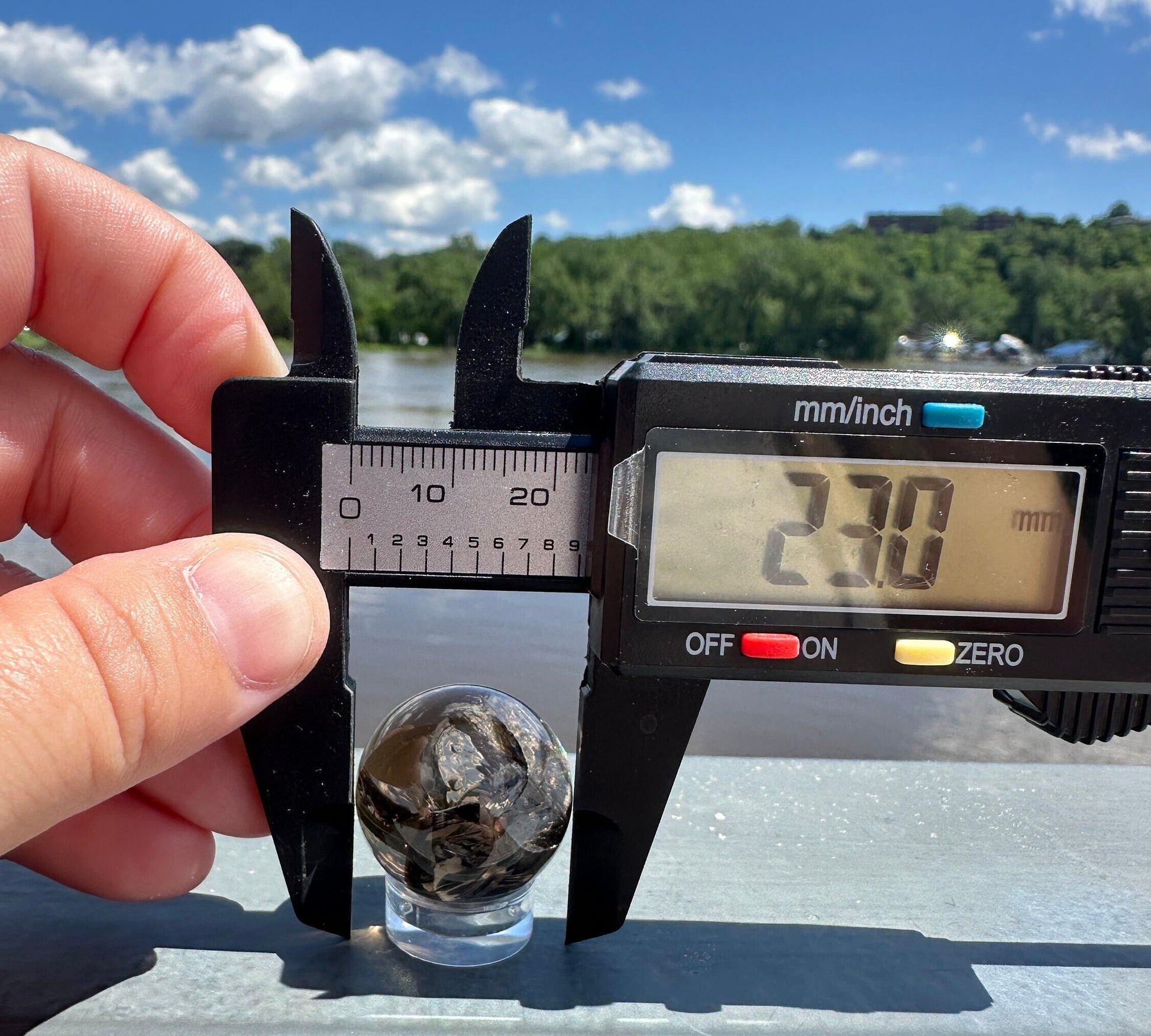 One (1) 23mm Smoky Quartz Rainbow Mini Sphere