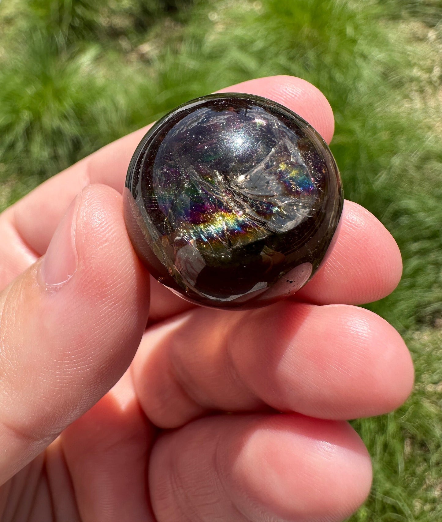 One (1) 23mm Smoky Quartz Rainbow Mini Sphere