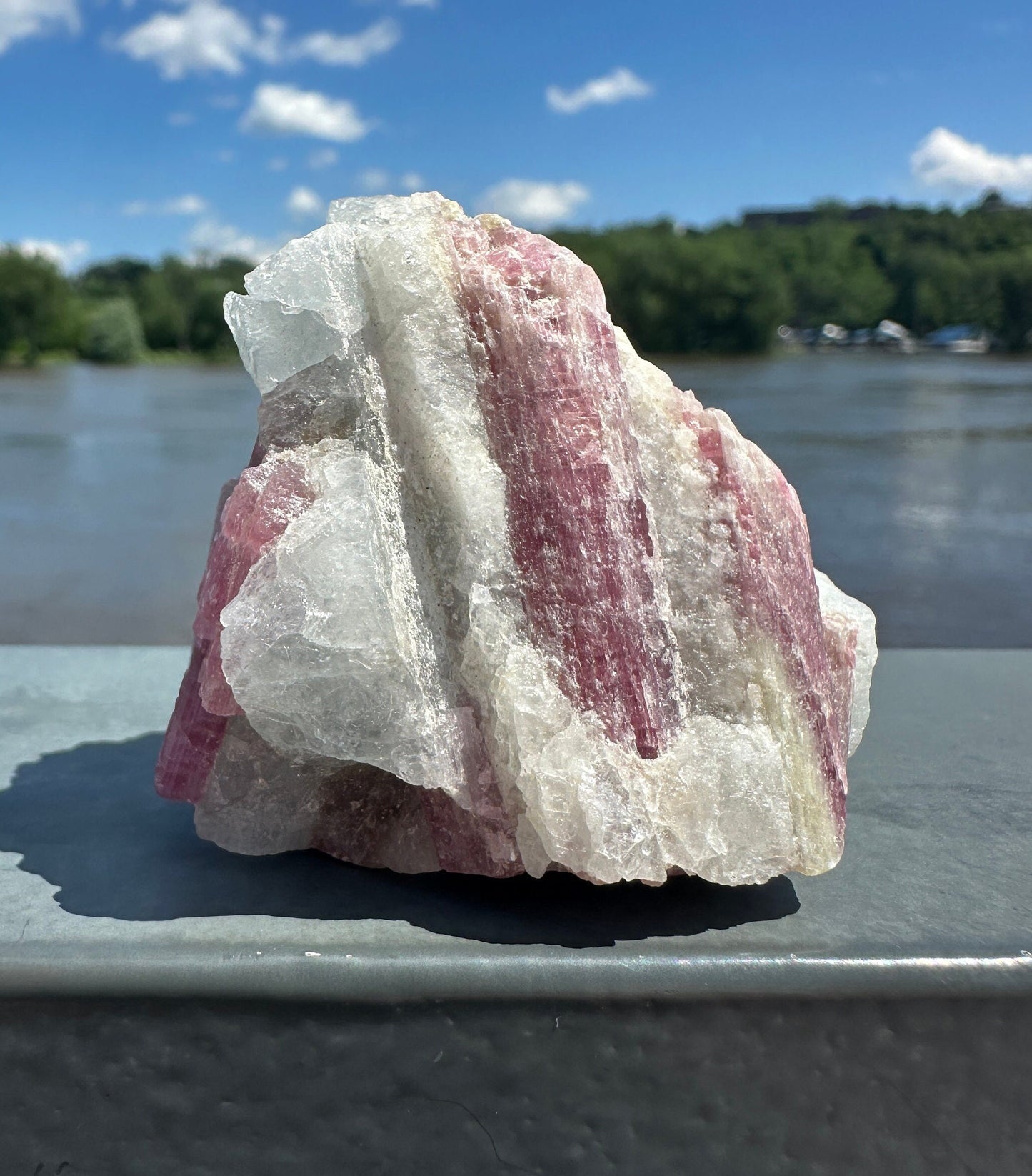 High Grade Pink Tourmaline in Aquamarine Specimen From Brazil