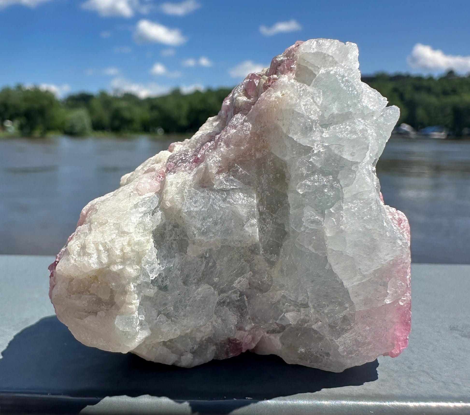 High Grade Pink Tourmaline in Aquamarine Specimen From Brazil