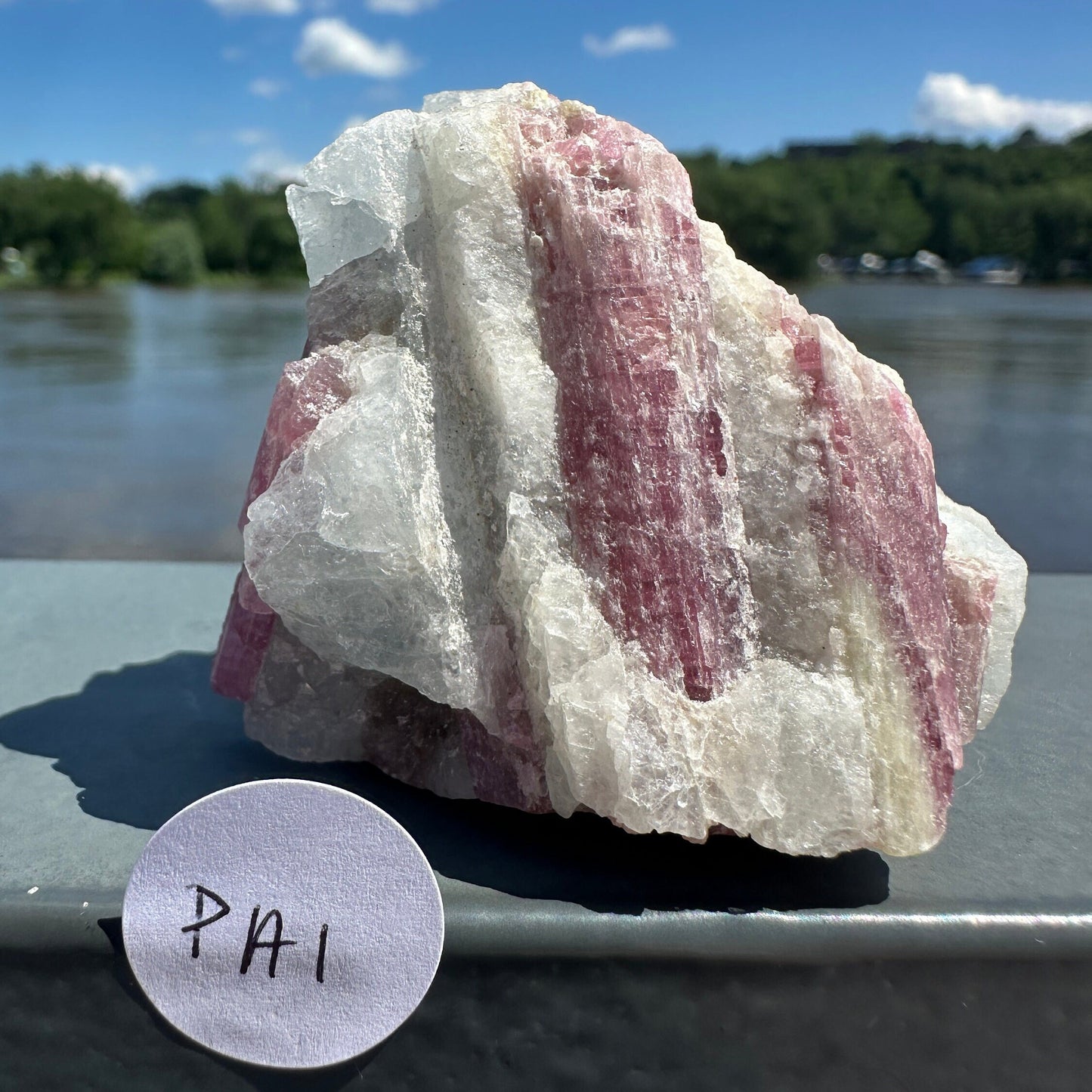 High Grade Pink Tourmaline in Aquamarine Specimen From Brazil