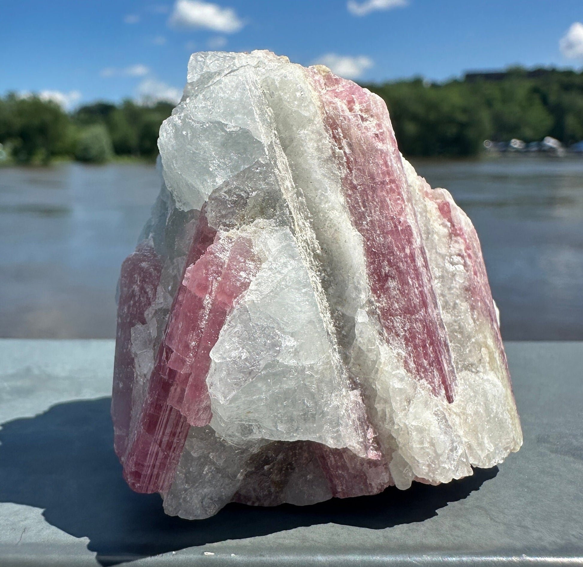 High Grade Pink Tourmaline in Aquamarine Specimen From Brazil