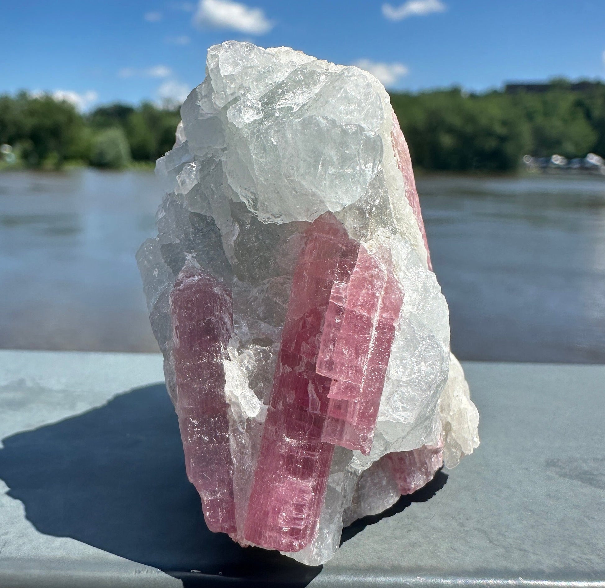 High Grade Pink Tourmaline in Aquamarine Specimen From Brazil