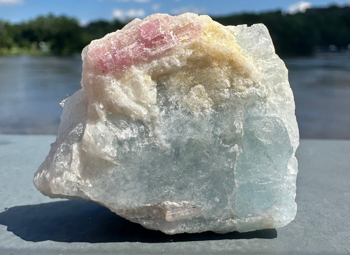 High Grade Pink Tourmaline in Aquamarine Specimen From Brazil