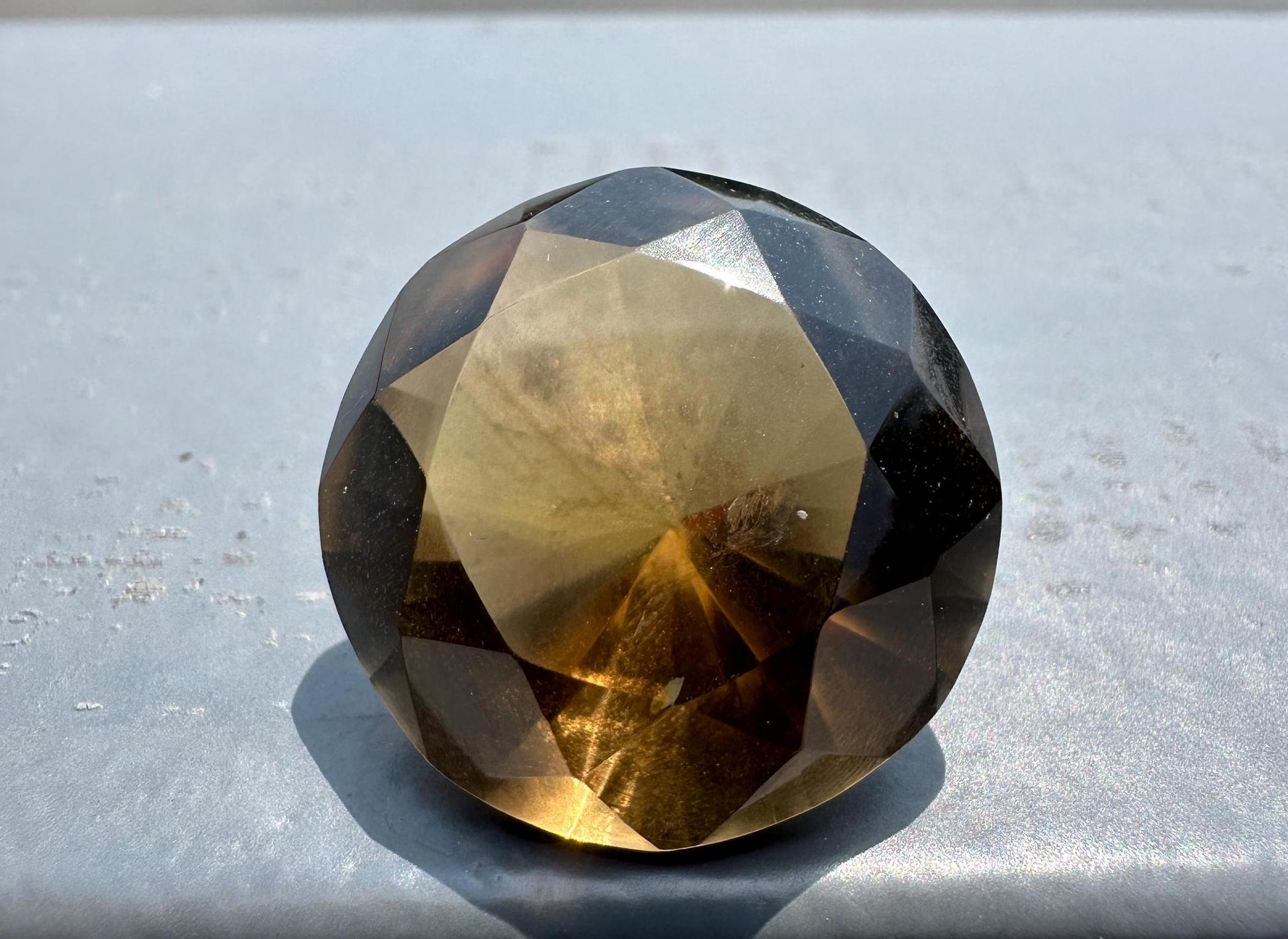 Citrine Brilliant Faceted Diamond Carving from Brazil