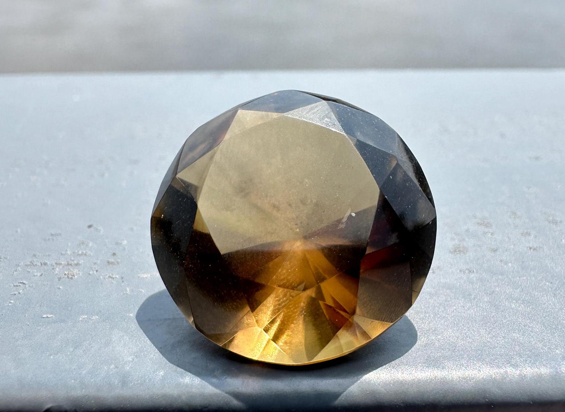 Citrine Brilliant Faceted Diamond Carving from Brazil