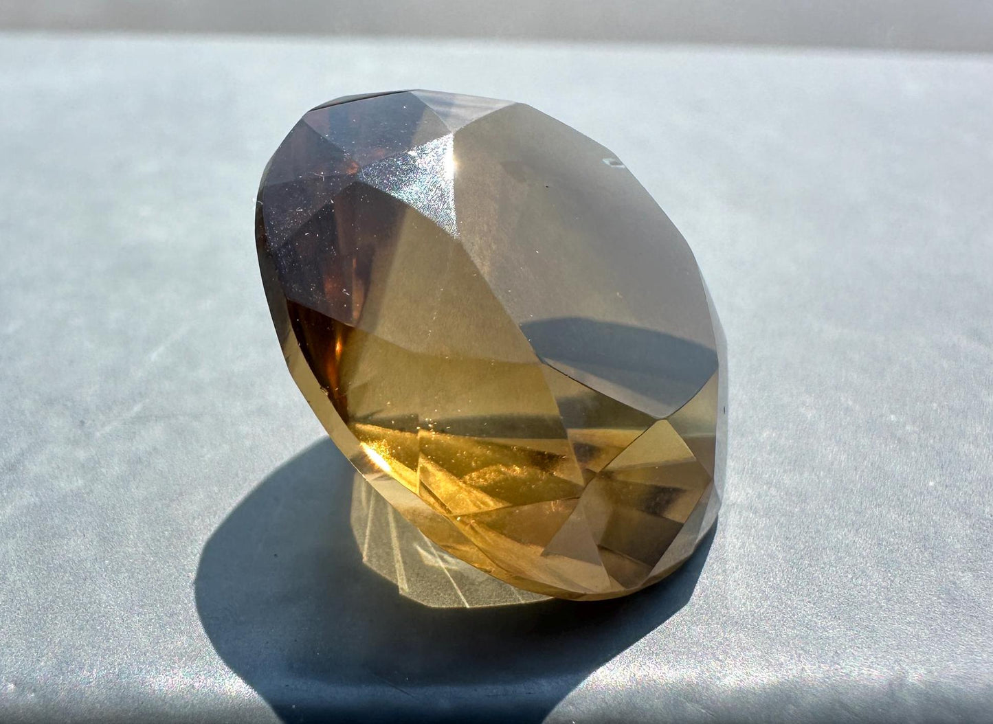 Citrine Brilliant Faceted Diamond Carving from Brazil