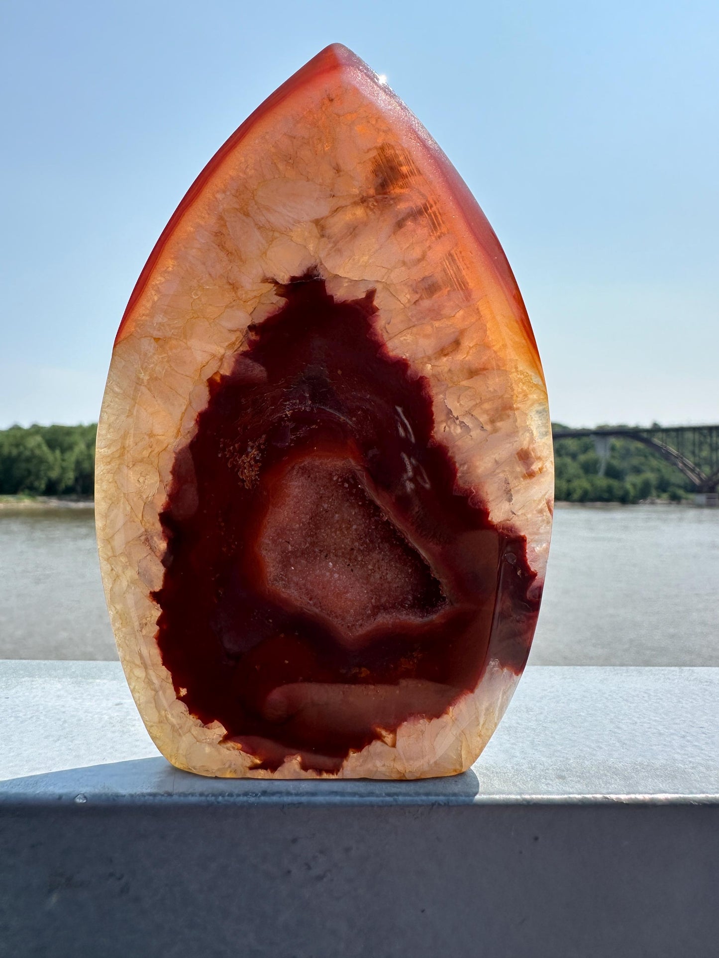 Stunning Carnelian Freeform with Druzy Pocket