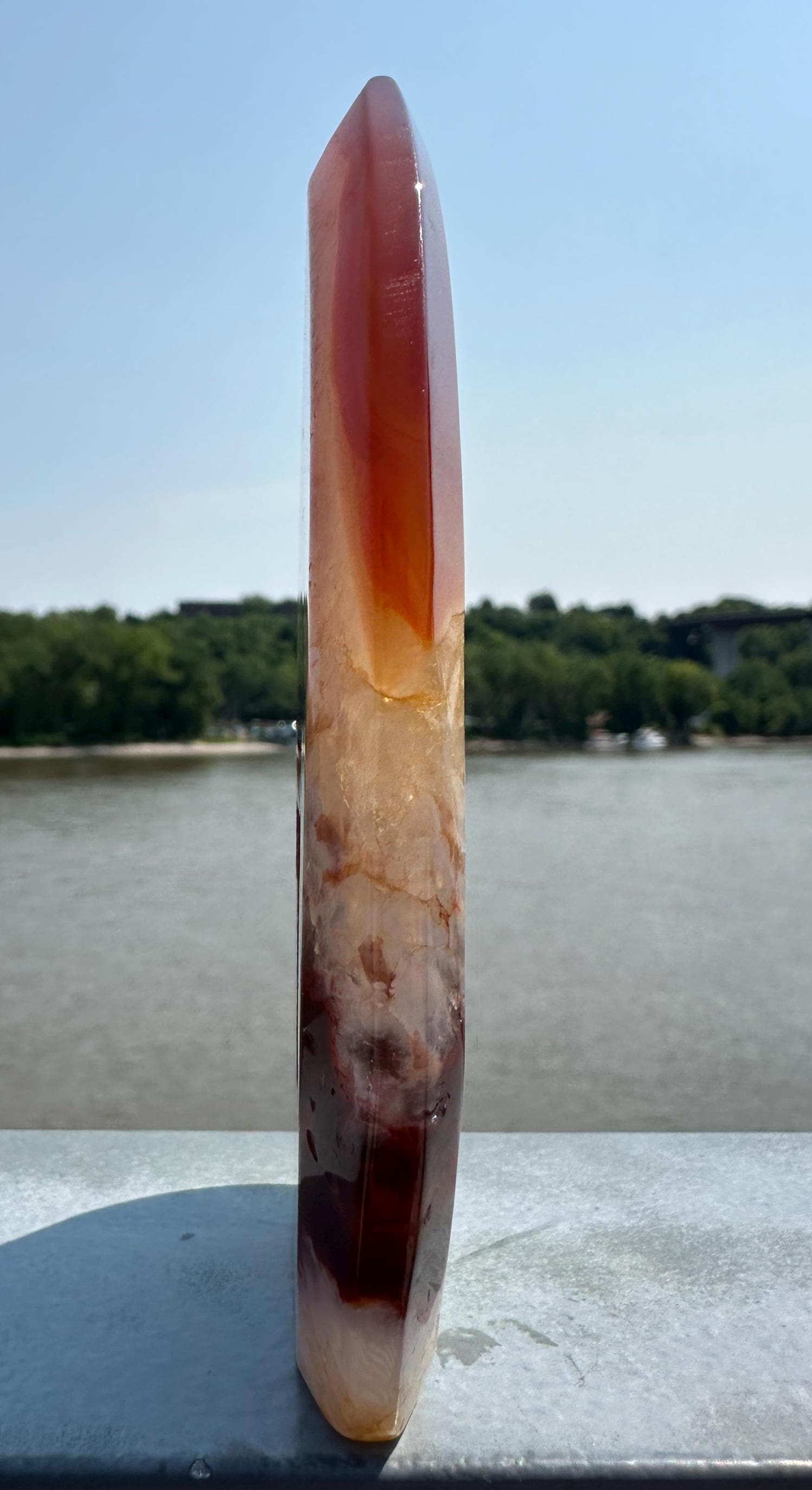 Stunning Carnelian Freeform with Druzy Pocket