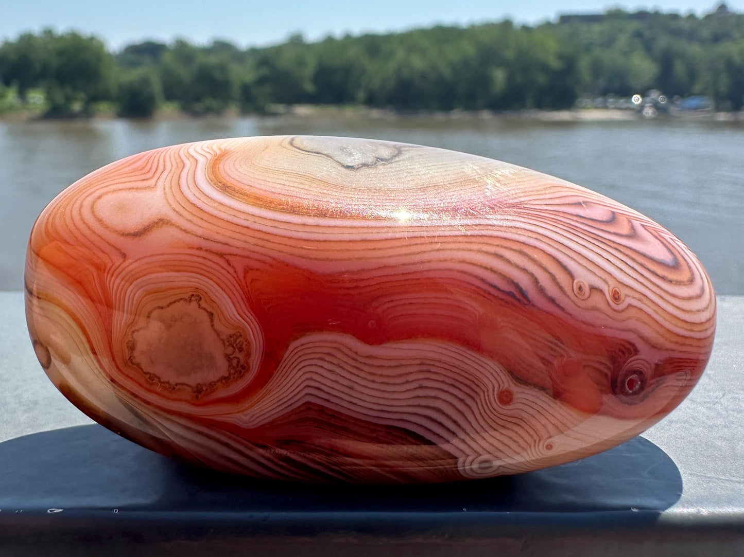 Gorgeous Sardonyx Palm Stone Banded Agate