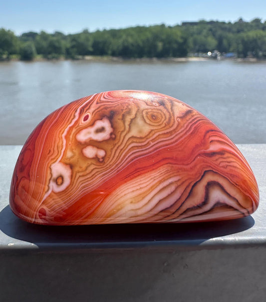 Gorgeous Sardonyx Palm Stone Banded Agate