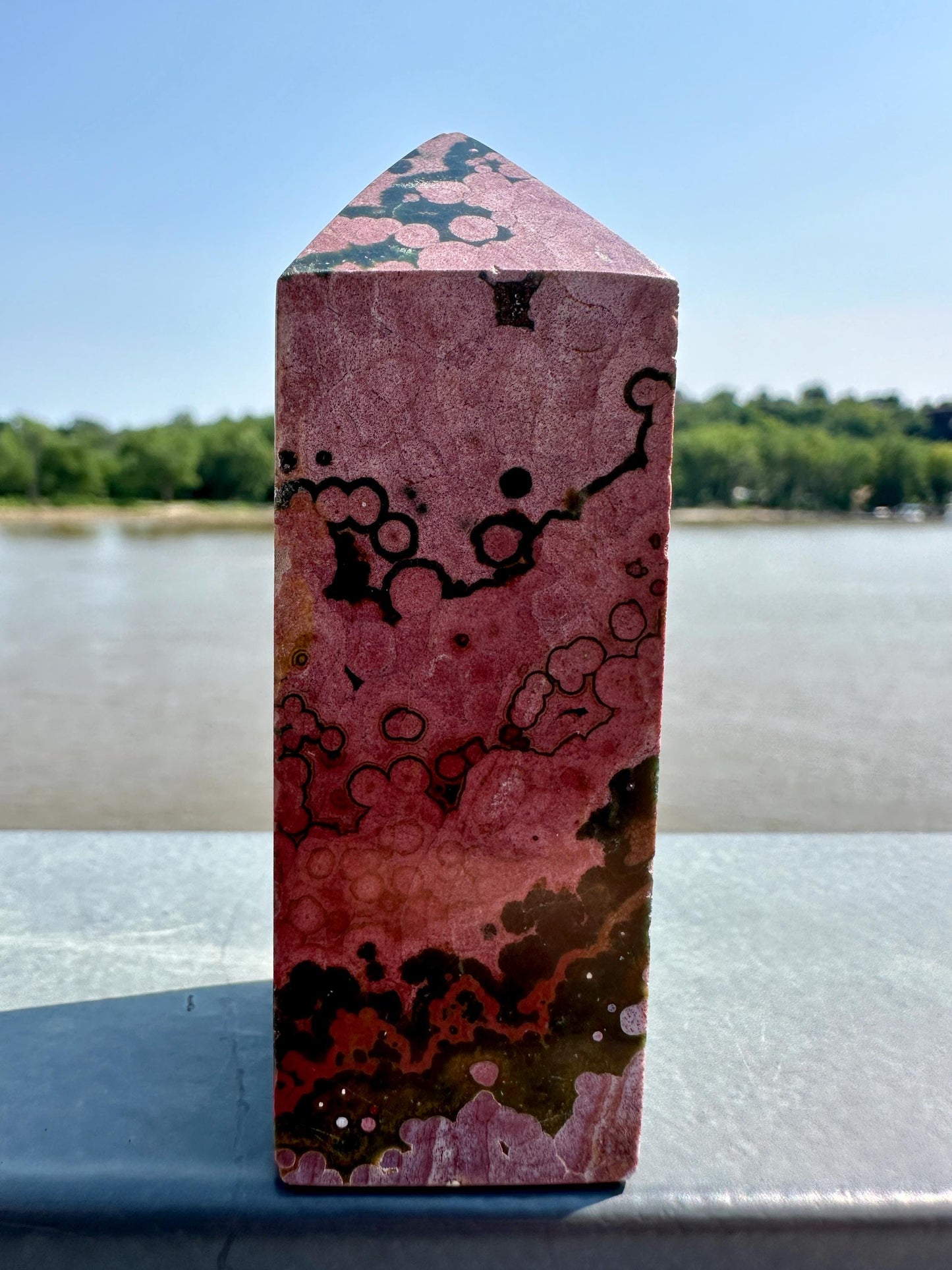 Stunning High Quality Pink Orbicular Ocean Jasper Tower