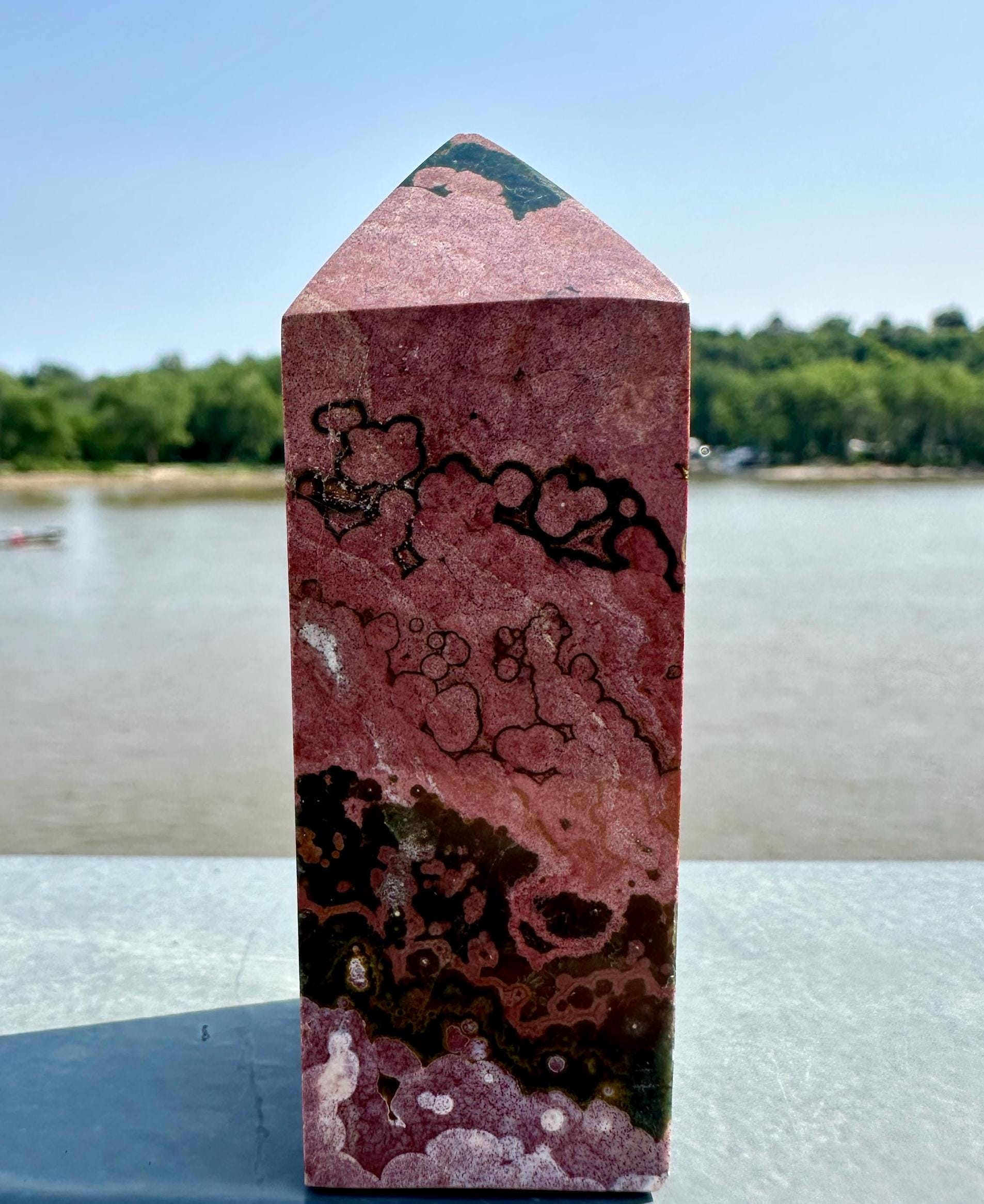 Stunning High Quality Pink Orbicular Ocean Jasper Tower