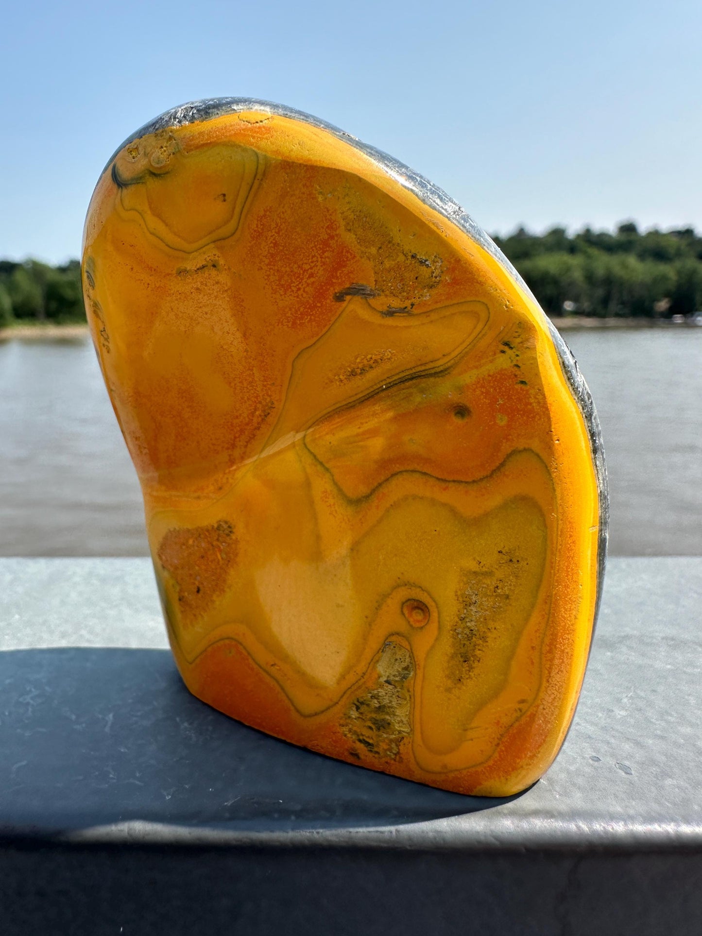 Vibrant Bumble Bee Jasper Freeform | Polished Crystal Specimen | Sacred Chakra | Bumble Bee Jasper | Happiness | Creativity