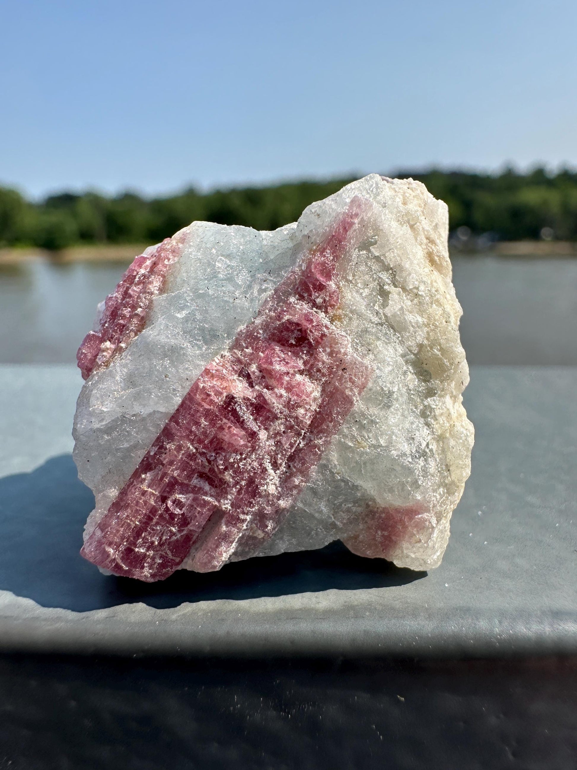 High Grade Pink Tourmaline in Aquamarine Specimen From Brazil