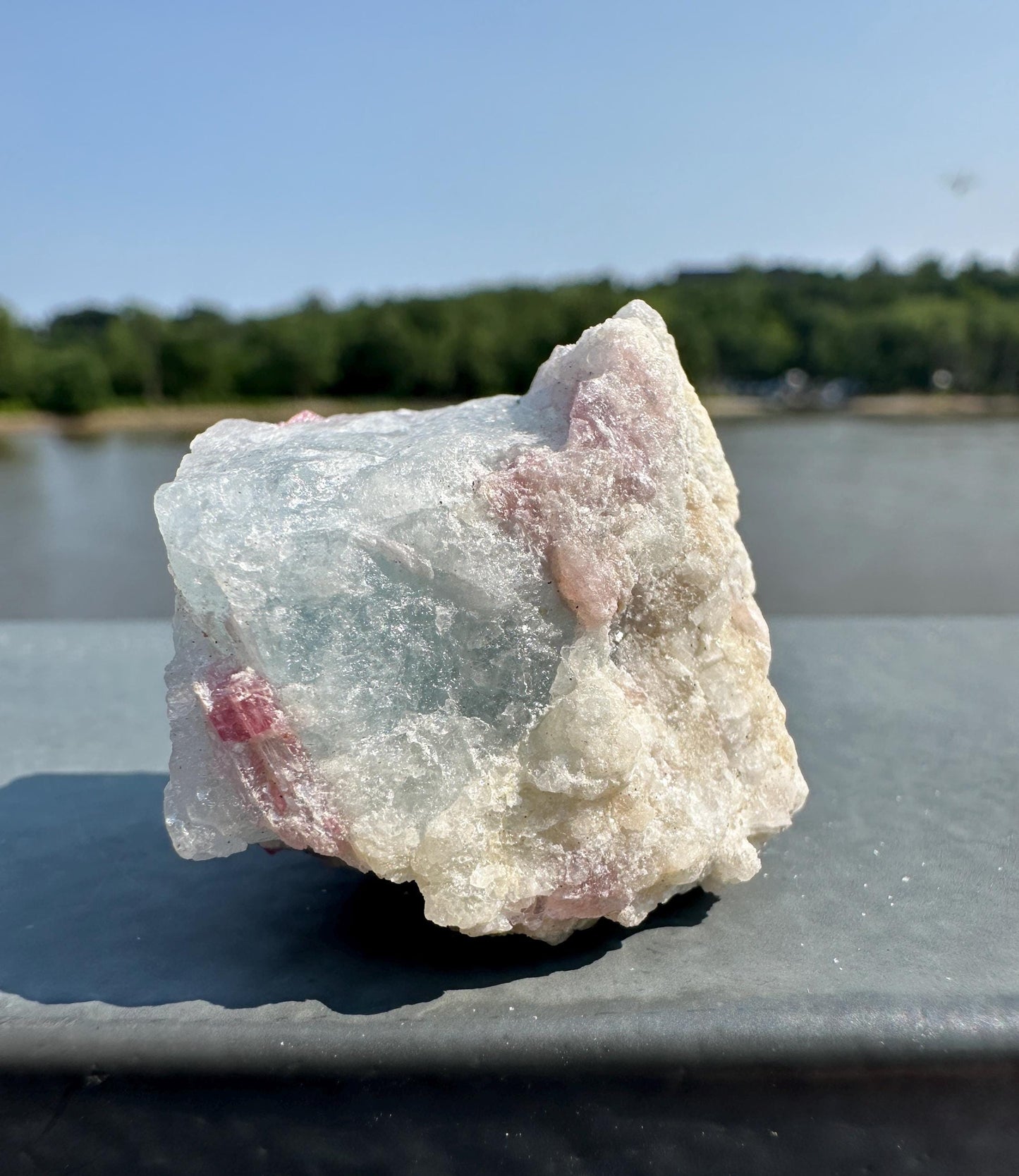 High Grade Pink Tourmaline in Aquamarine Specimen From Brazil