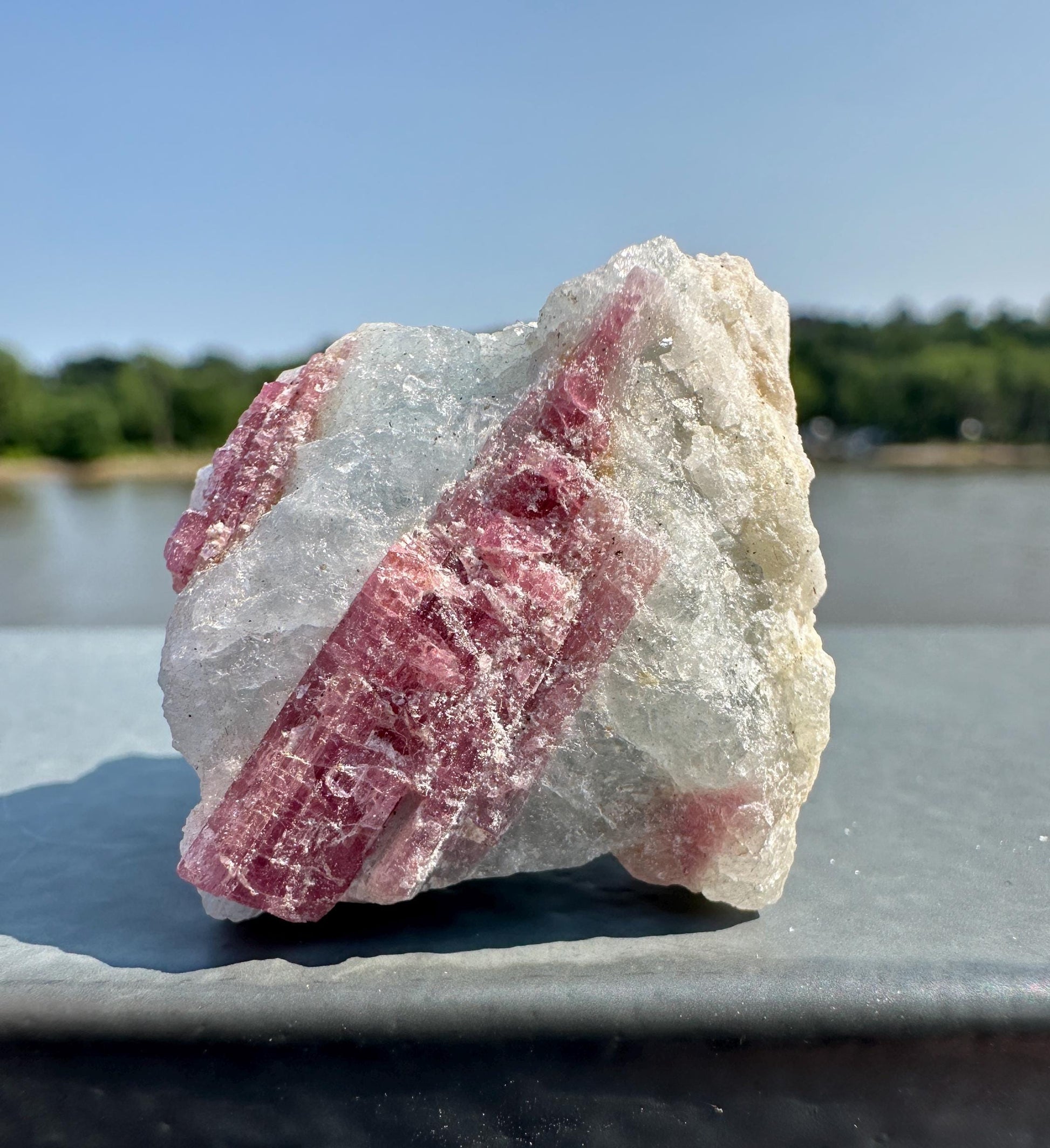 High Grade Pink Tourmaline in Aquamarine Specimen From Brazil