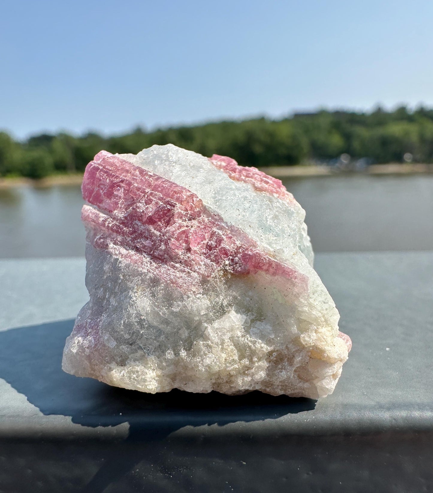 High Grade Pink Tourmaline in Aquamarine Specimen From Brazil