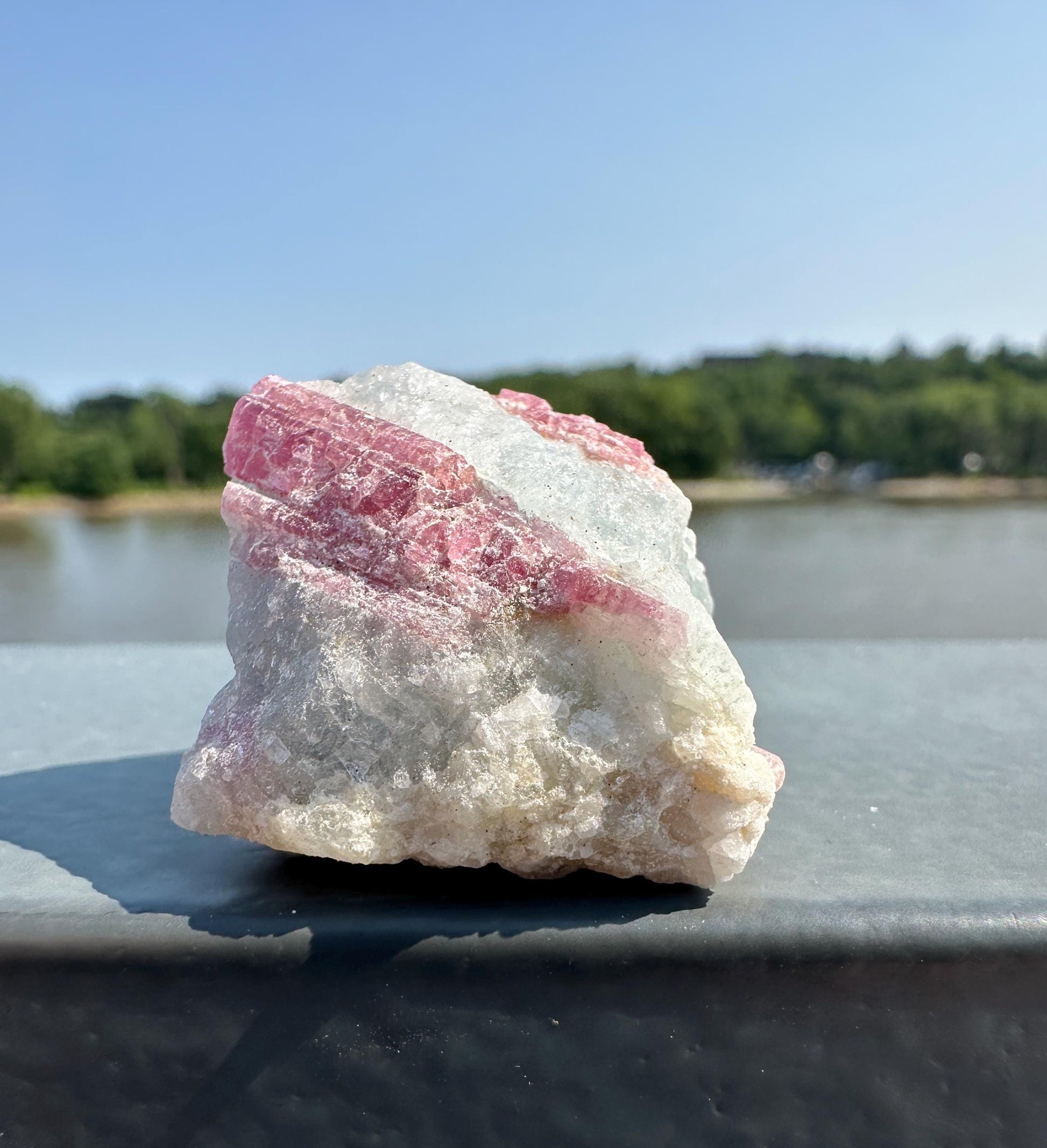 High Grade Pink Tourmaline in Aquamarine Specimen From Brazil