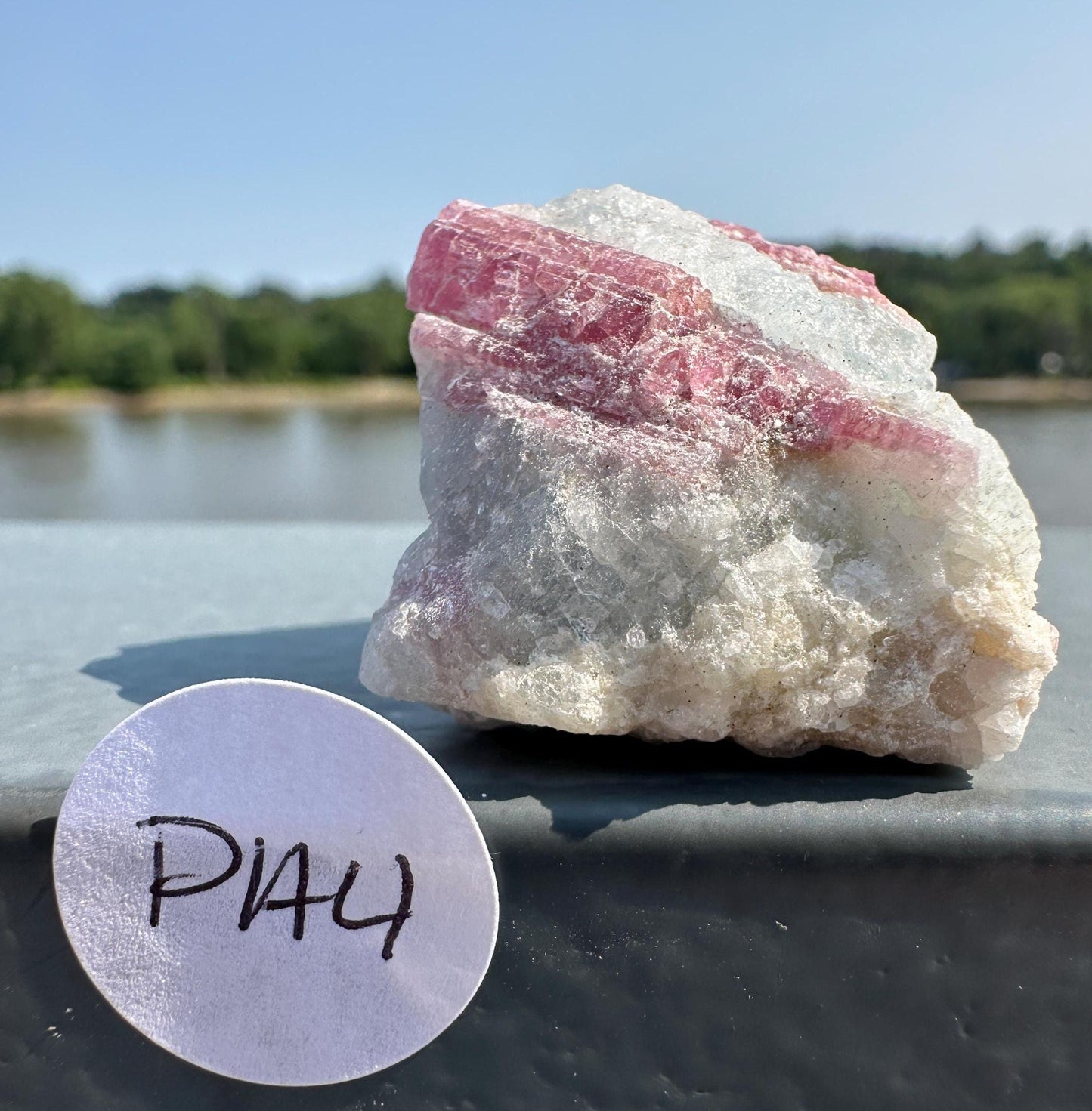 High Grade Pink Tourmaline in Aquamarine Specimen From Brazil