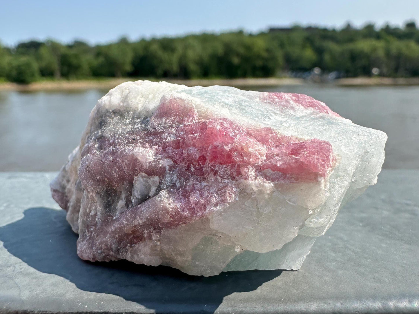 High Grade Pink Tourmaline in Aquamarine Specimen From Brazil