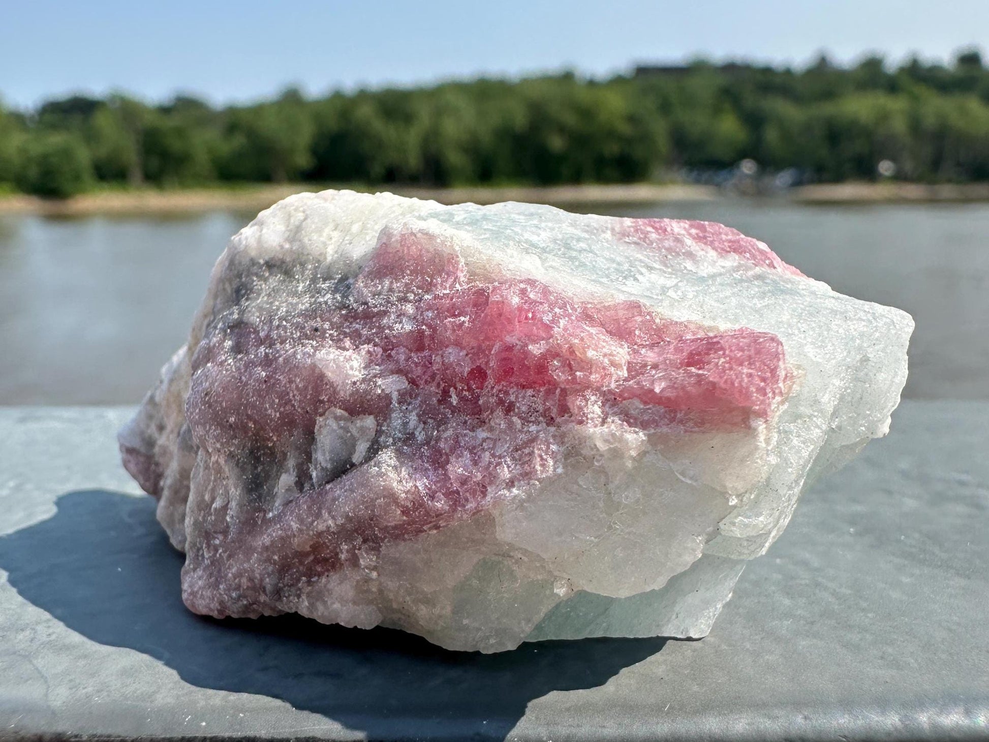 High Grade Pink Tourmaline in Aquamarine Specimen From Brazil