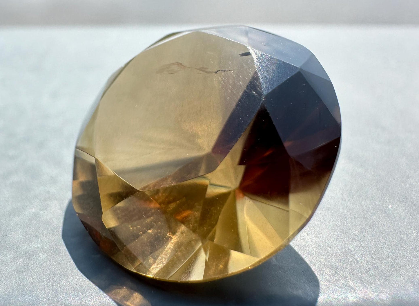 Citrine Brilliant Faceted Diamond Carving from Brazil