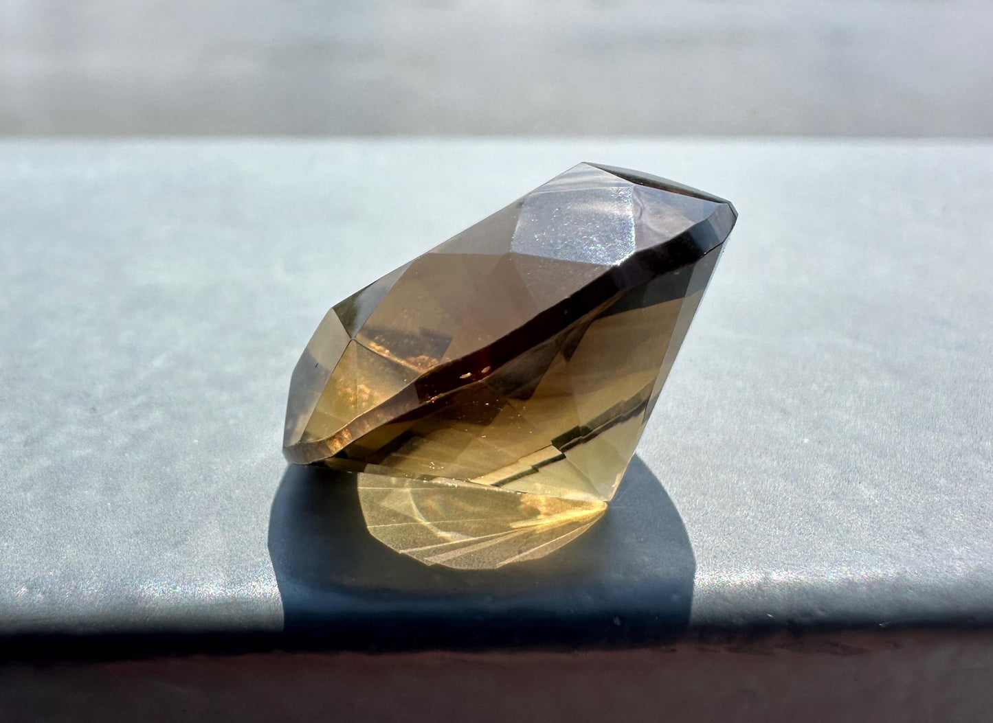 Citrine Brilliant Faceted Diamond Carving from Brazil