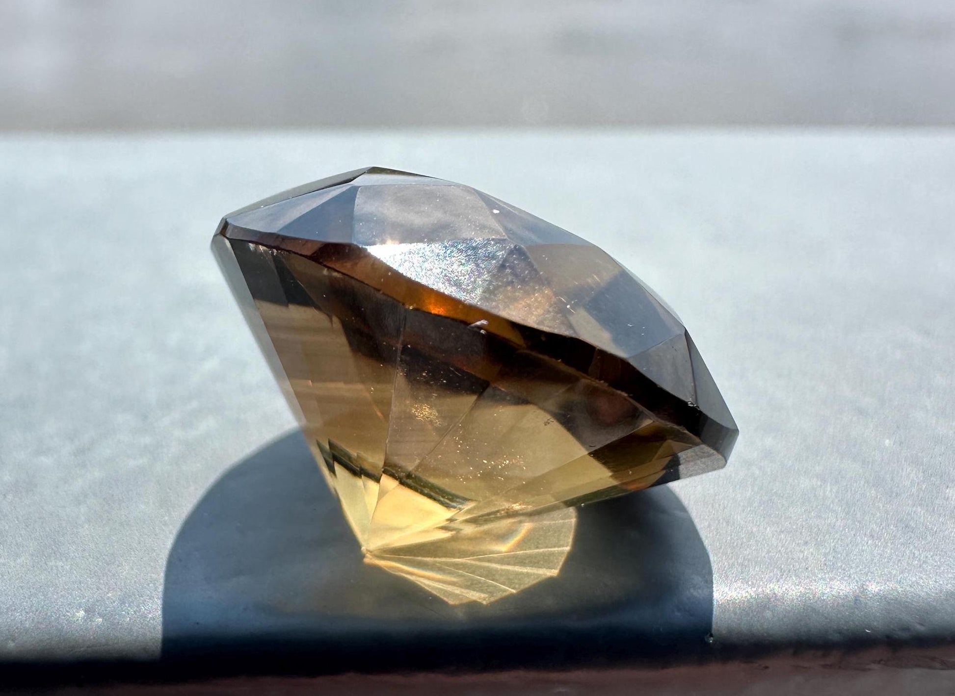 Citrine Brilliant Faceted Diamond Carving from Brazil