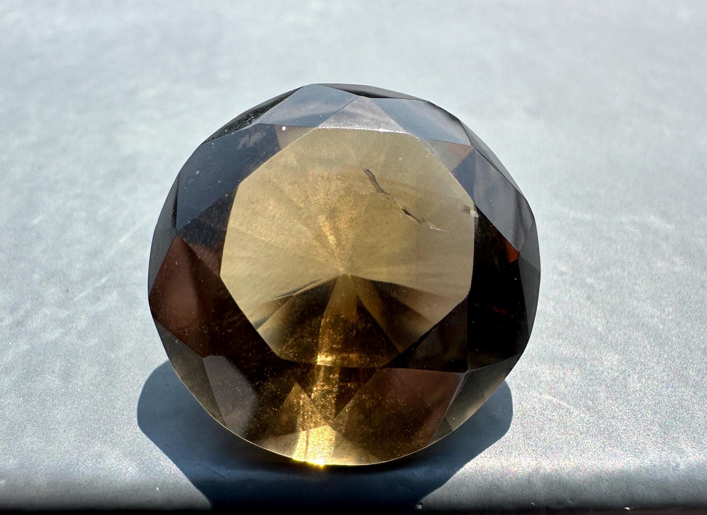 Citrine Brilliant Faceted Diamond Carving from Brazil