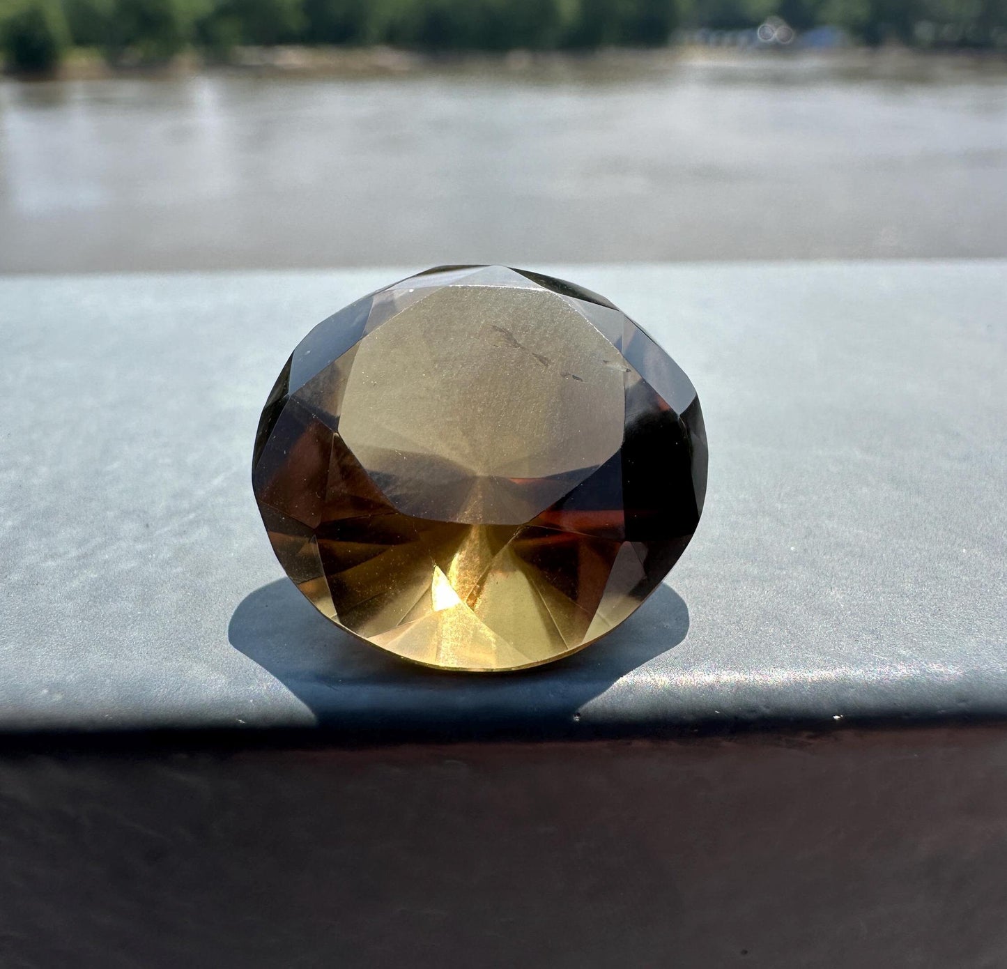 Citrine Brilliant Faceted Diamond Carving from Brazil