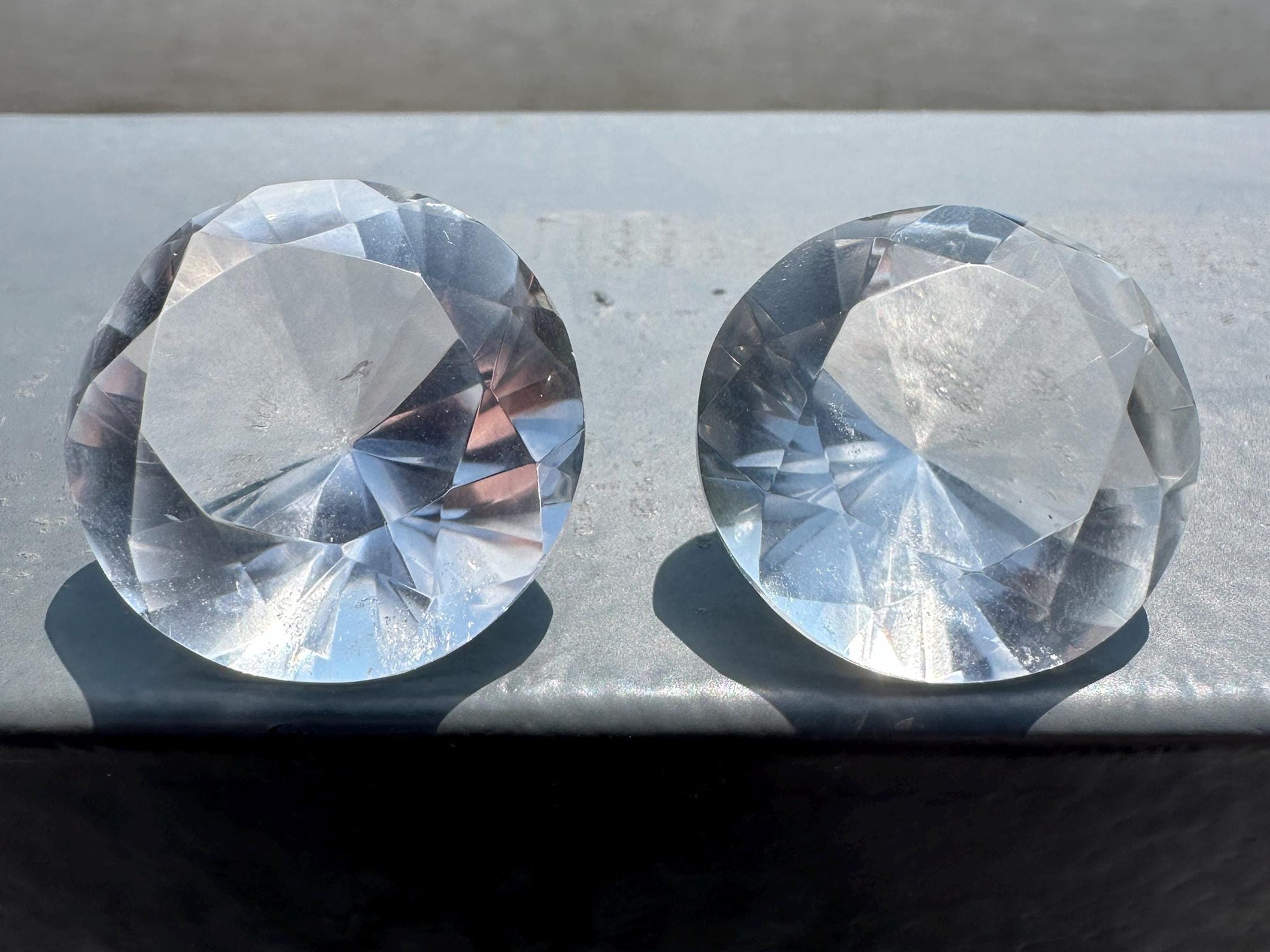 One (1) High Quality Clear Quartz Brilliant Faceted Diamond Carving from Brazil