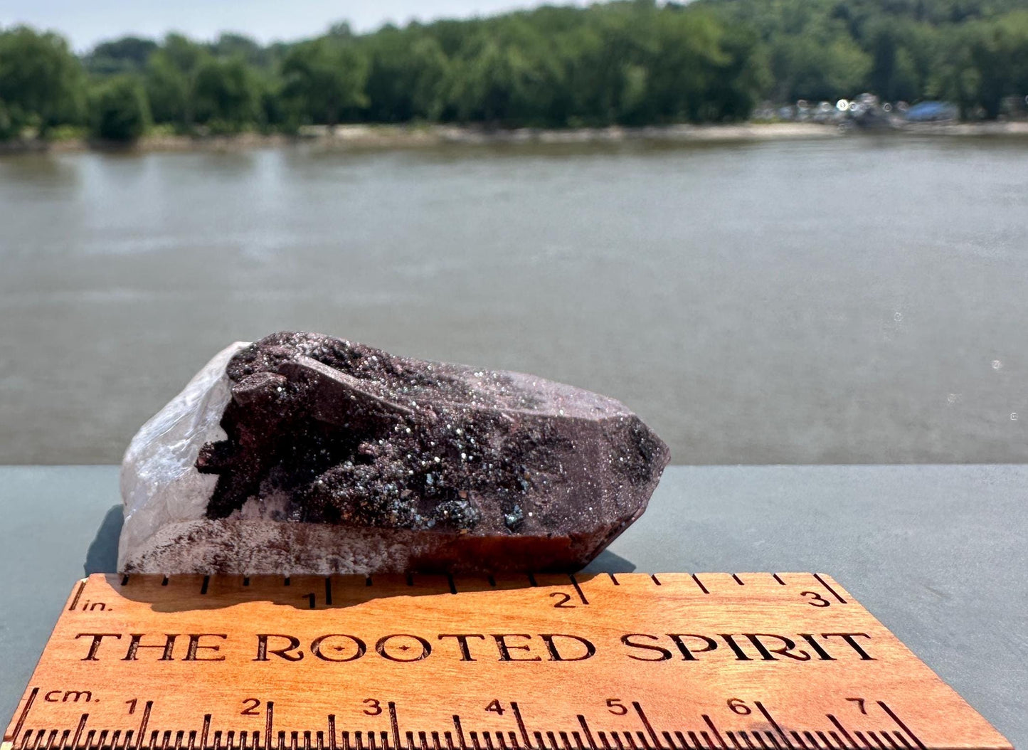 Stunning Deep Red Dragon Lemurian Quartz Crystal Point from Brazil | Raw Red and Silver Hematite coated Quartz Point