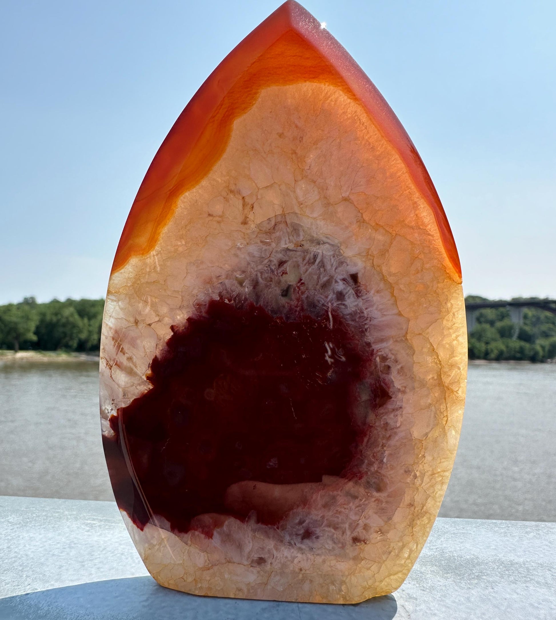 Stunning Carnelian Freeform with Druzy Pocket