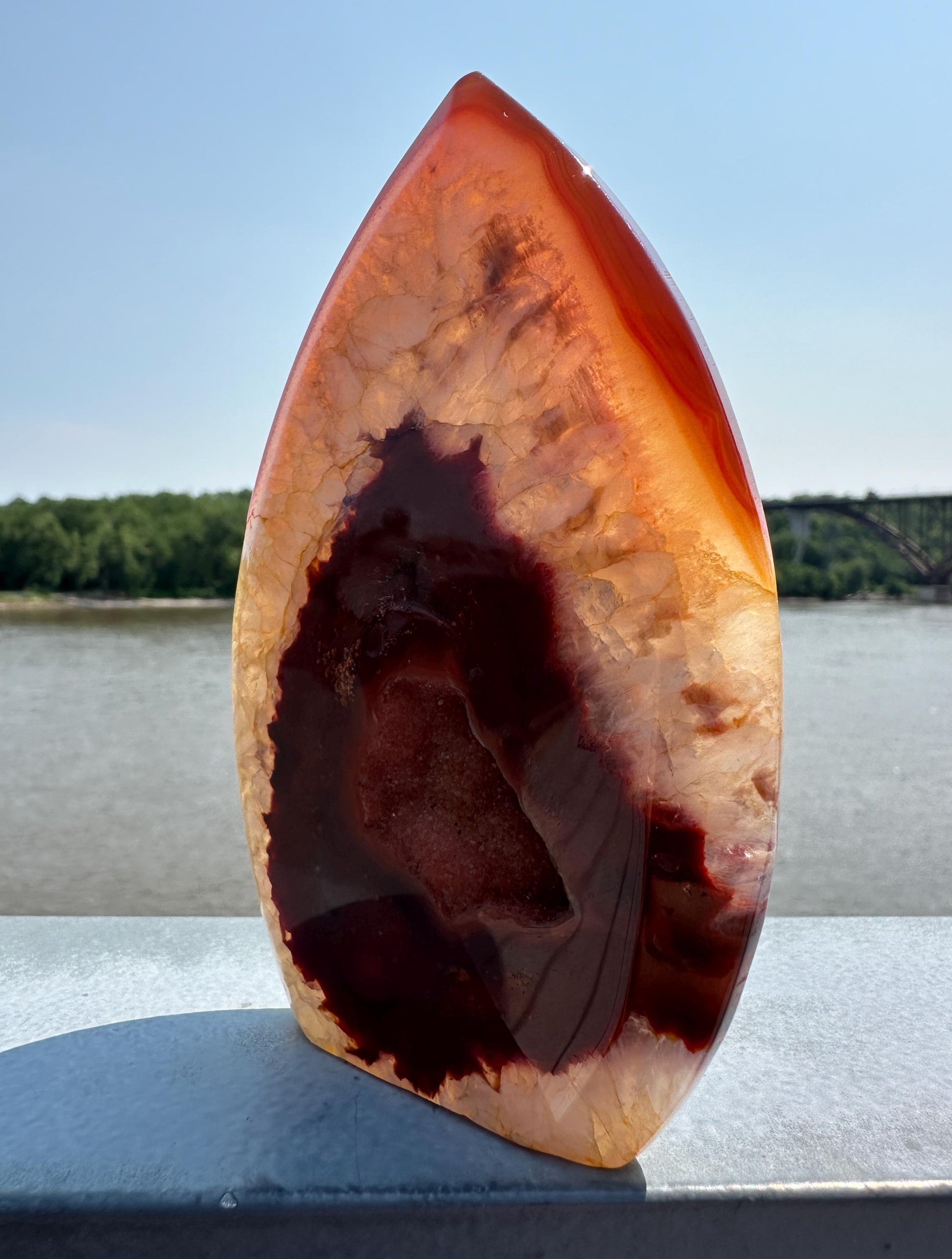 Stunning Carnelian Freeform with Druzy Pocket