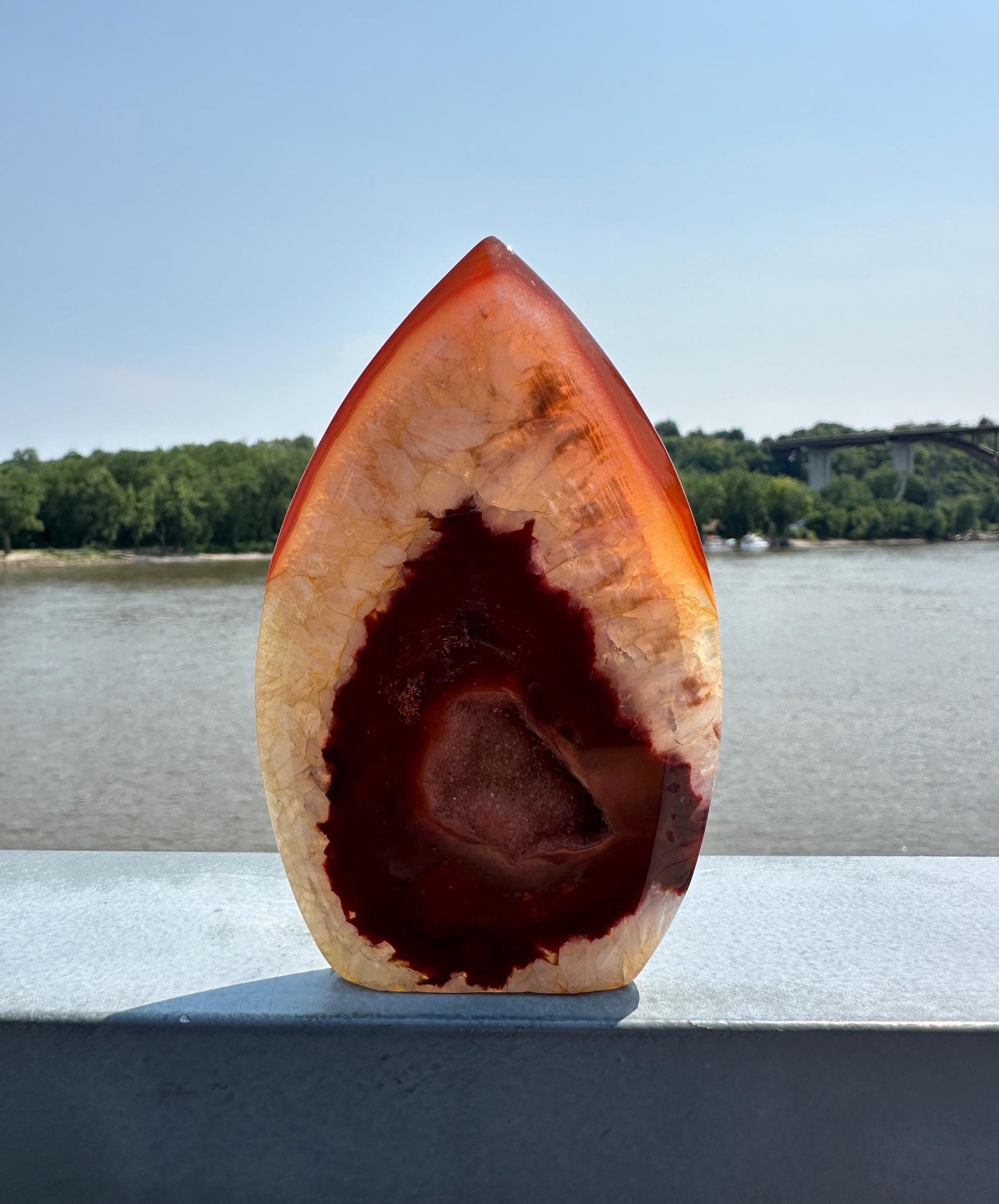 Stunning Carnelian Freeform with Druzy Pocket